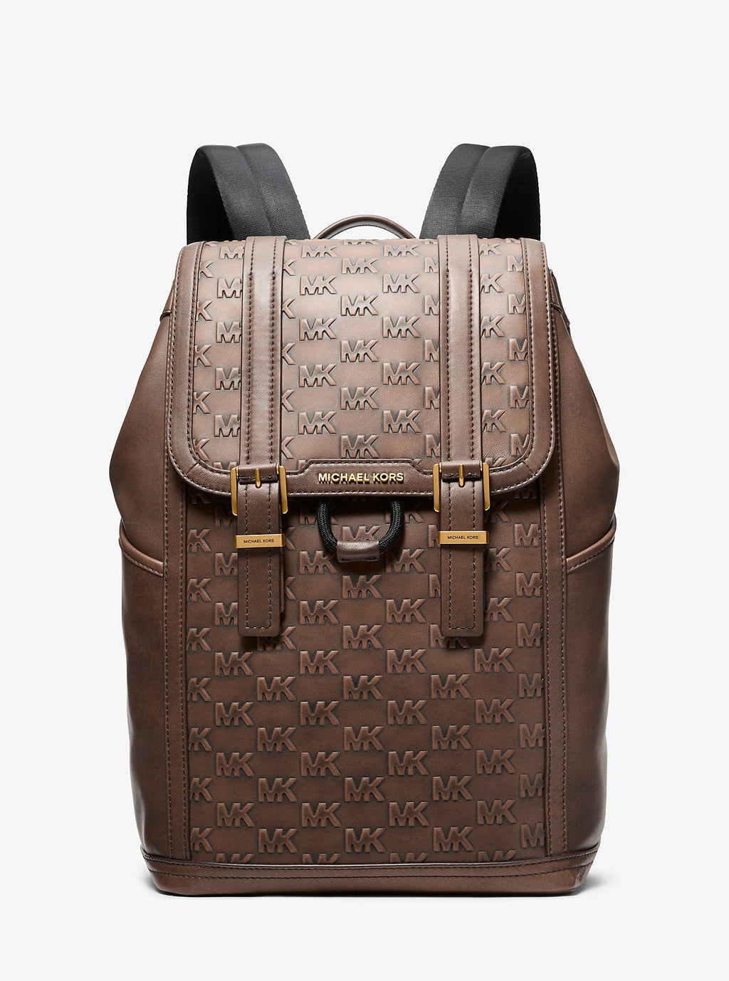 Michael Kors Colby Medium Signature Logo Embossed Burnished Leather Backpack Travel School Bag