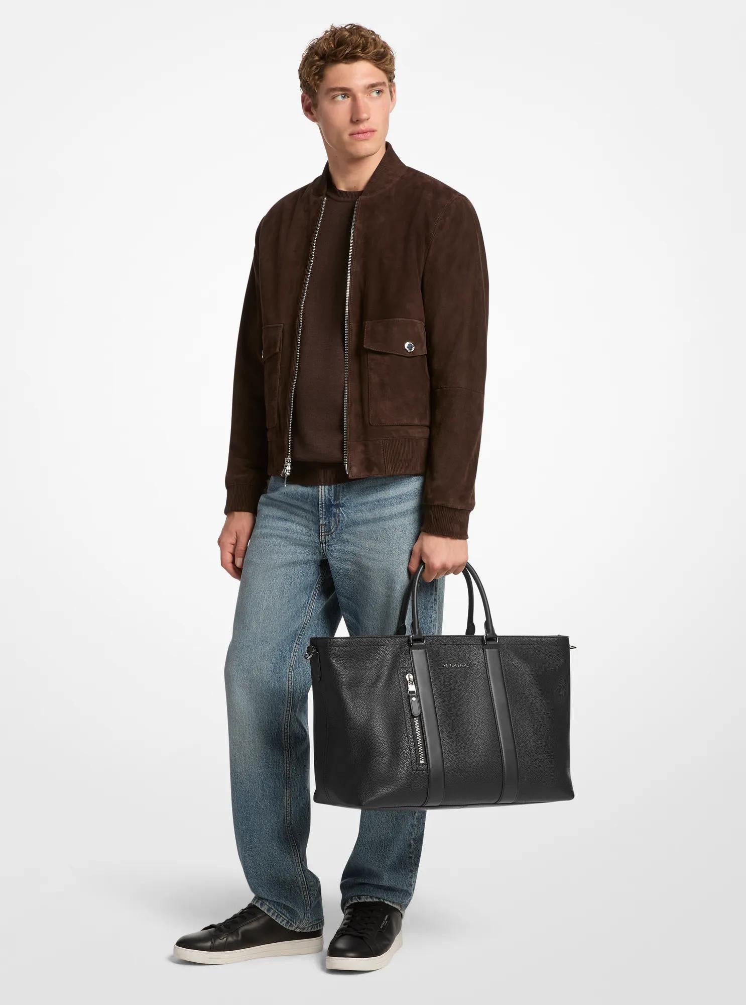 Michael Kors Hudson Pebbled Leather Tote Bag Work Shoulder Bag