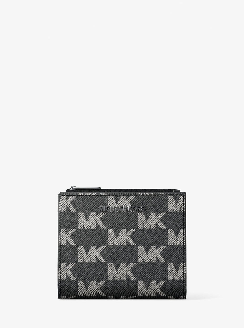 Michael Kors Cooper Medium Signature Logo Jacquard Denim Zip Wallet