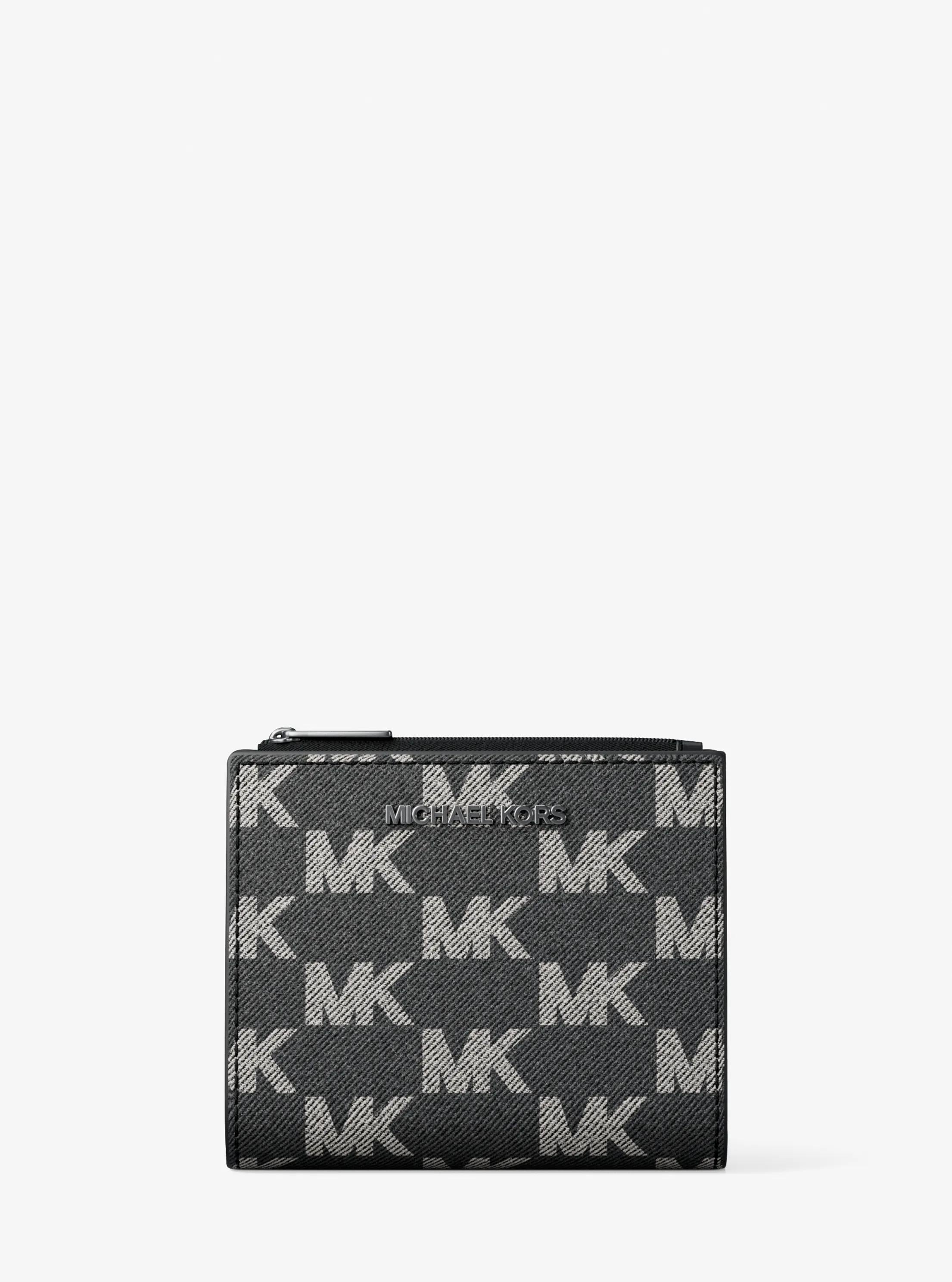 Michael Kors Cooper Medium Signature Logo Jacquard Denim Zip Wallet