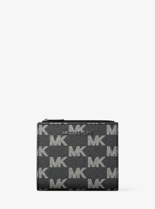 Michael Kors Cooper Medium Signature Logo Jacquard Denim Zip Wallet