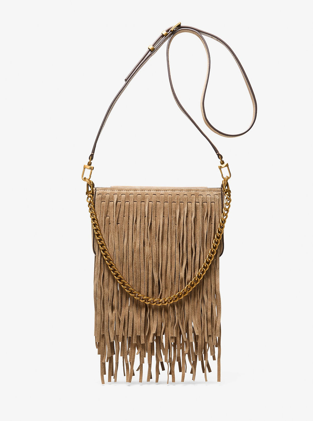 Michael Kors Bryant Small Fringed Suede Convertible Pochette