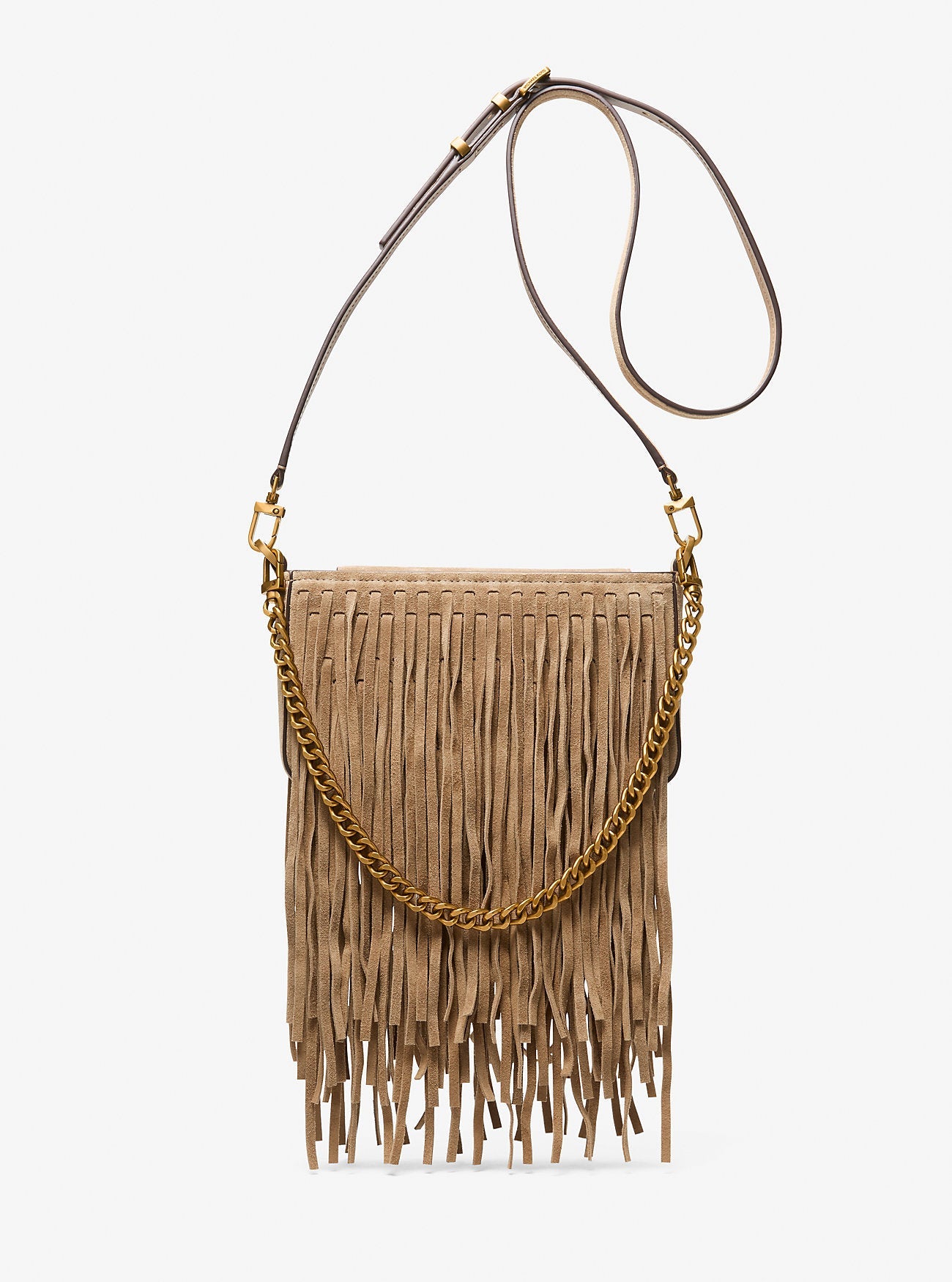 Michael Kors Bryant Small Fringed Suede Convertible Pochette