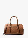 Michael Kors Jet Set Travel Medium Signature Logo Embossed Leather Duffel Crossbody Bag Bag