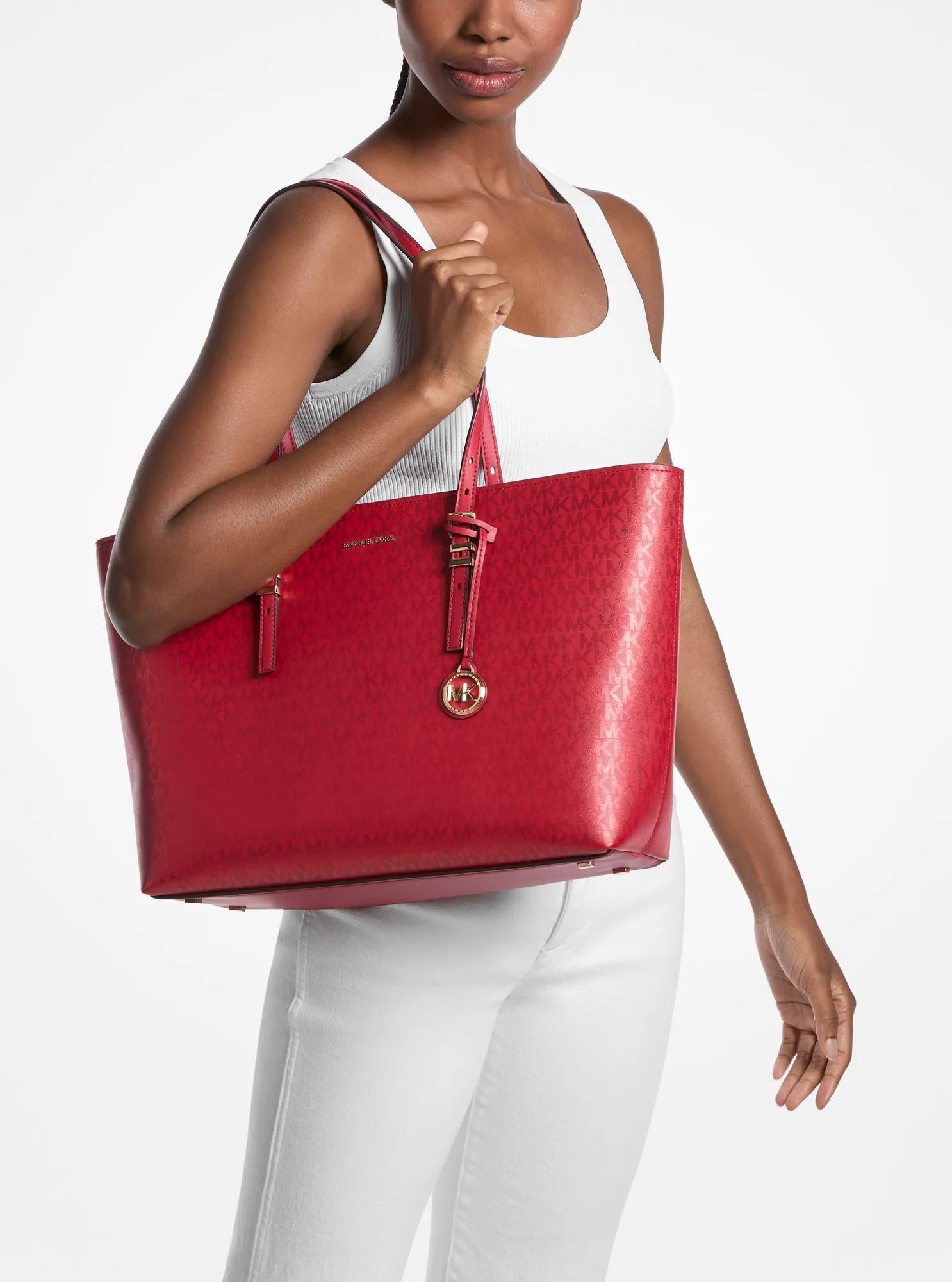 Michael Kors Quinn Large Metallic Signature Signature Logo Tote Bag Work Shoulder Bag