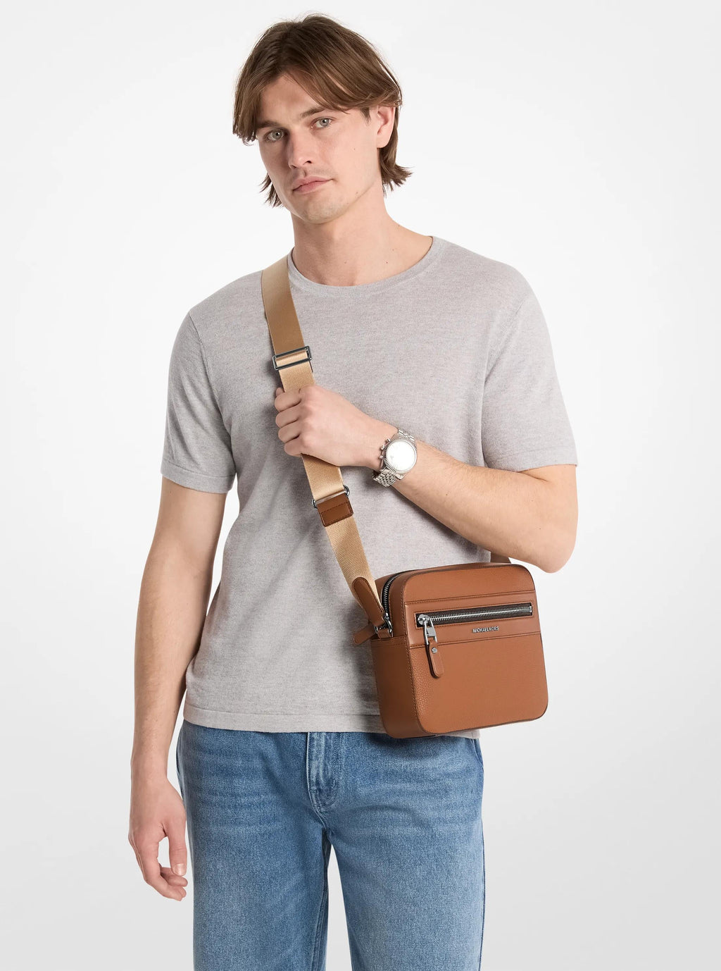 Michael Kors Jet Set Pebbled Leather Crossbody Bag Bag