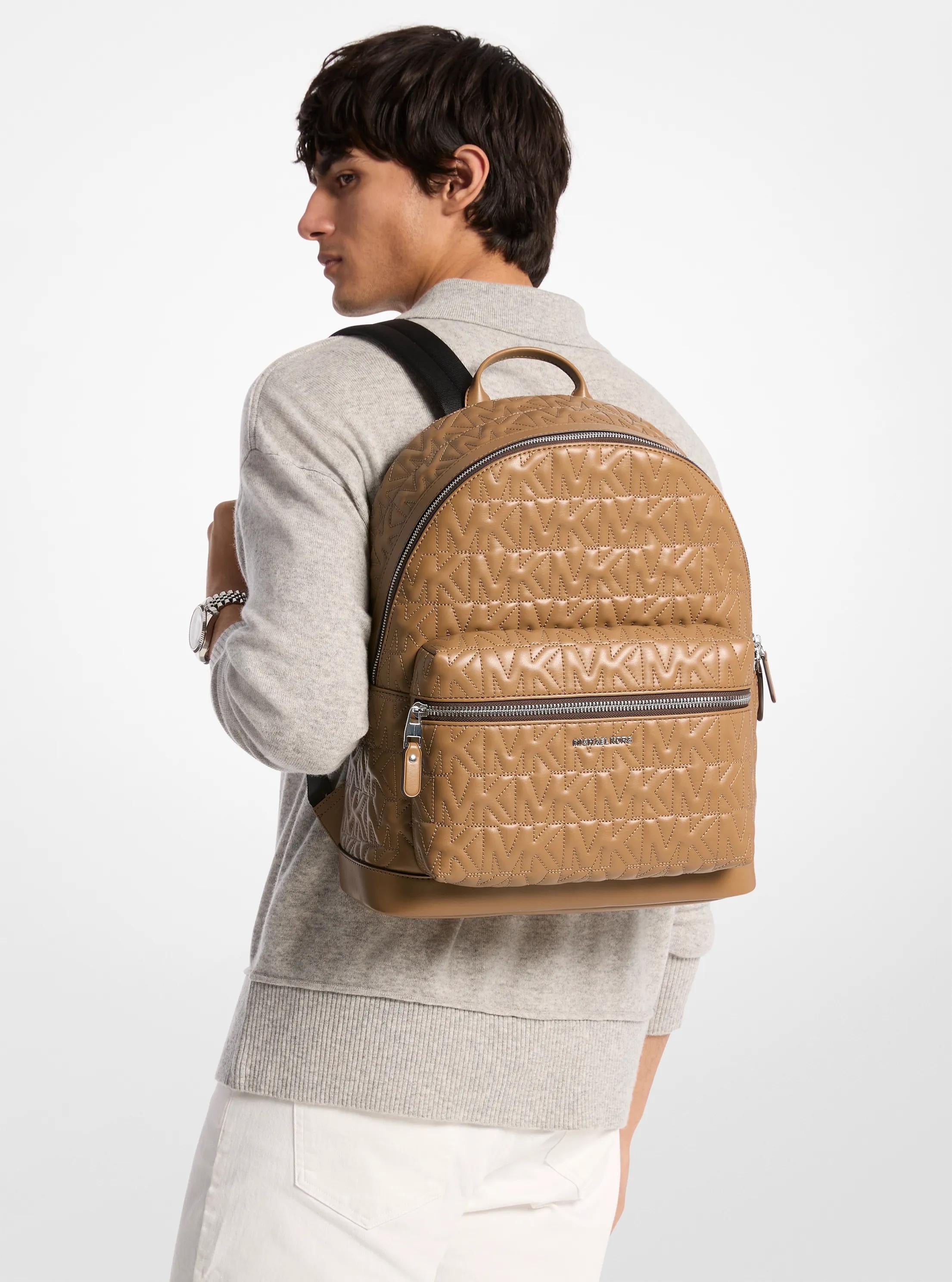 Michael Kors Hudson Medium Signature Logo Embossed Dome Backpack Travel School Bag