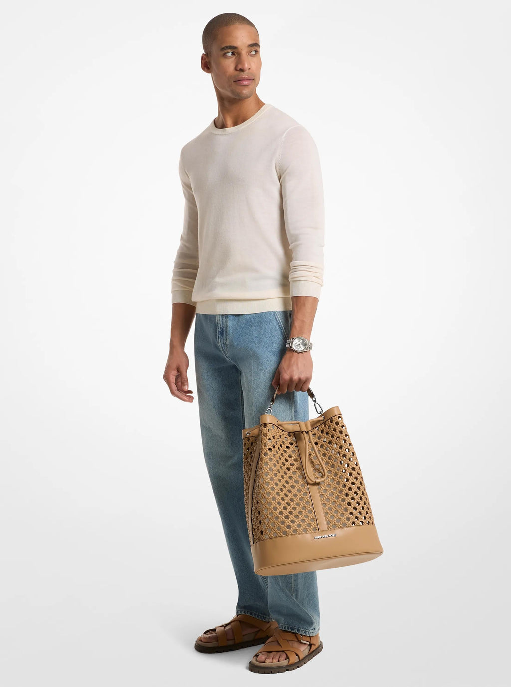 Michael Kors Whitley Medium Hand-Woven Backpack Travel School Bag