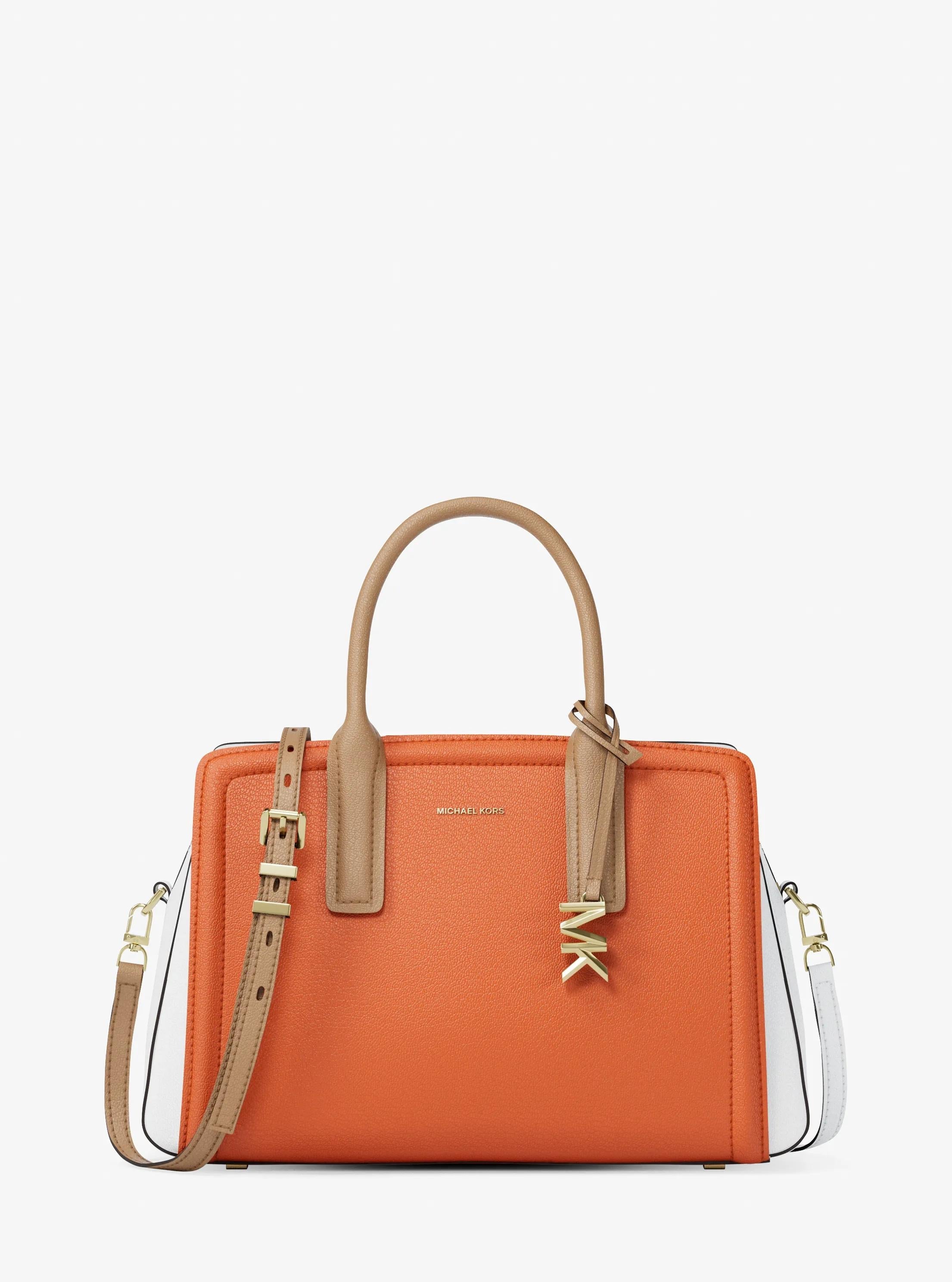 Michael Kors Laila Medium Color-Block Pebbled Leather Satchel