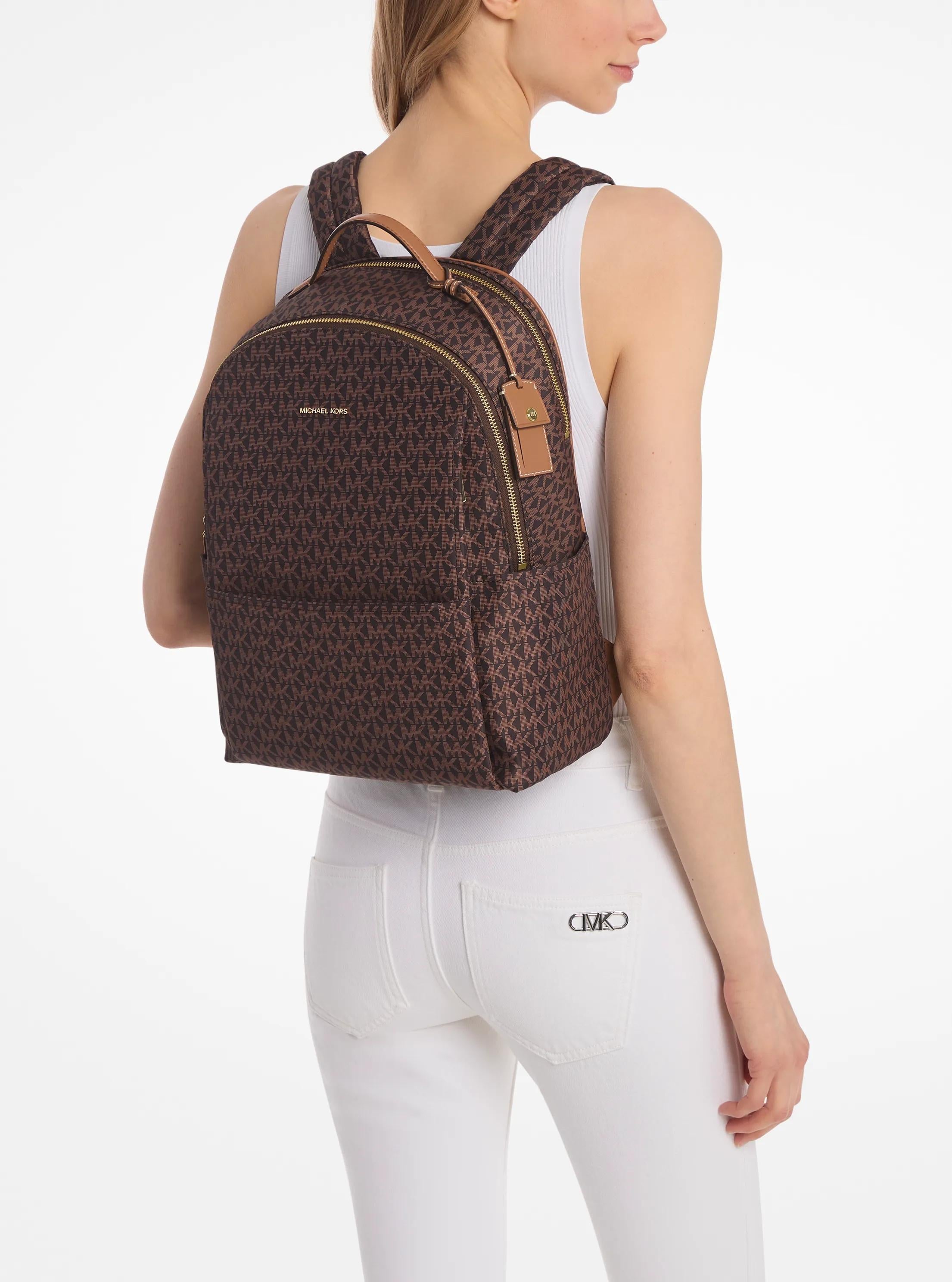 Michael Kors Sable Large Printed Signature Signature Logo Backpack Travel School Bag
