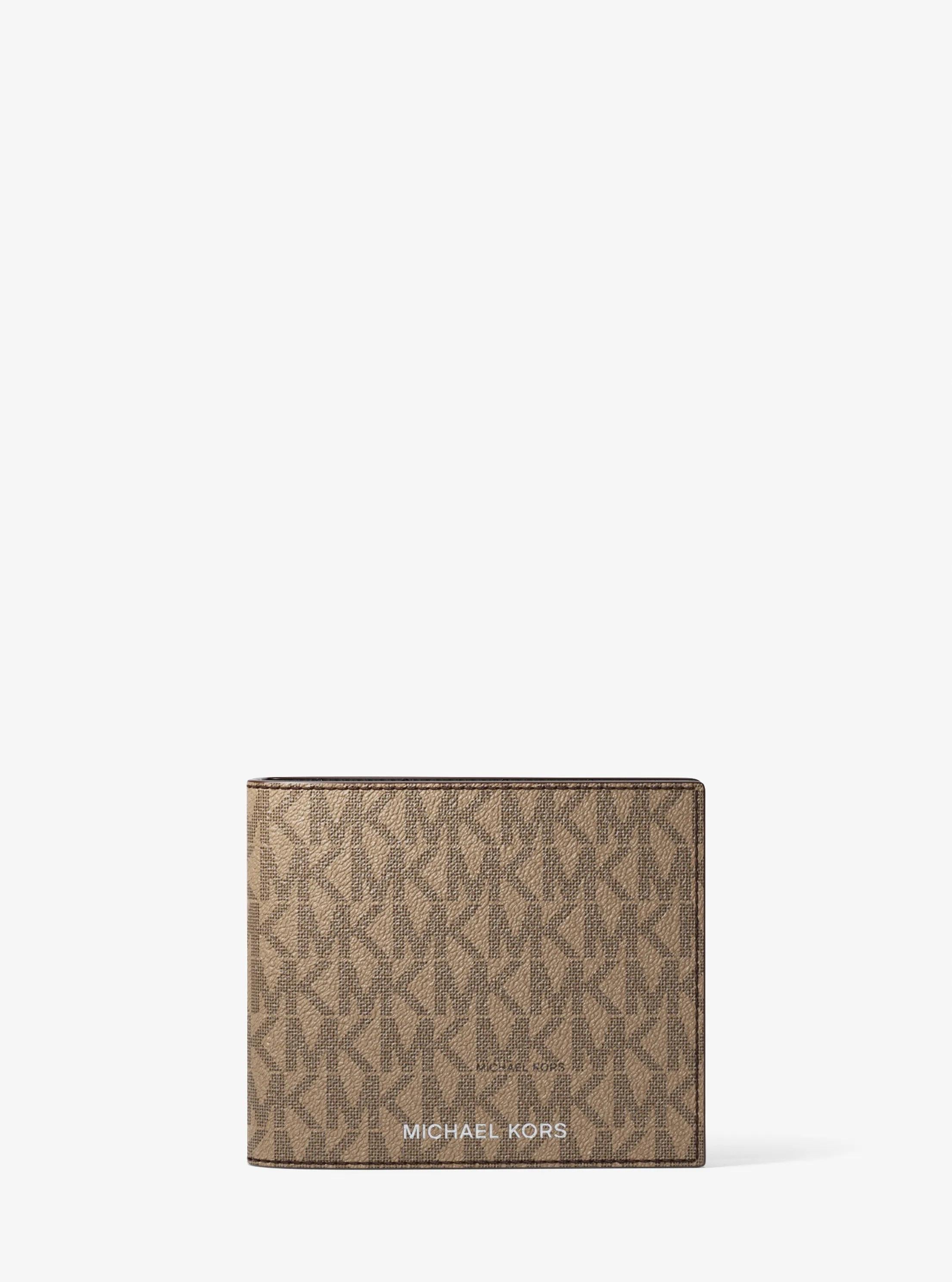 Michael Kors Harrison Signature Logo Billfold Wallet With Passcase