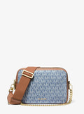Michael Kors Bryant Medium Signature Logo Jacquard Denim Camera Crossbody Bag Bag