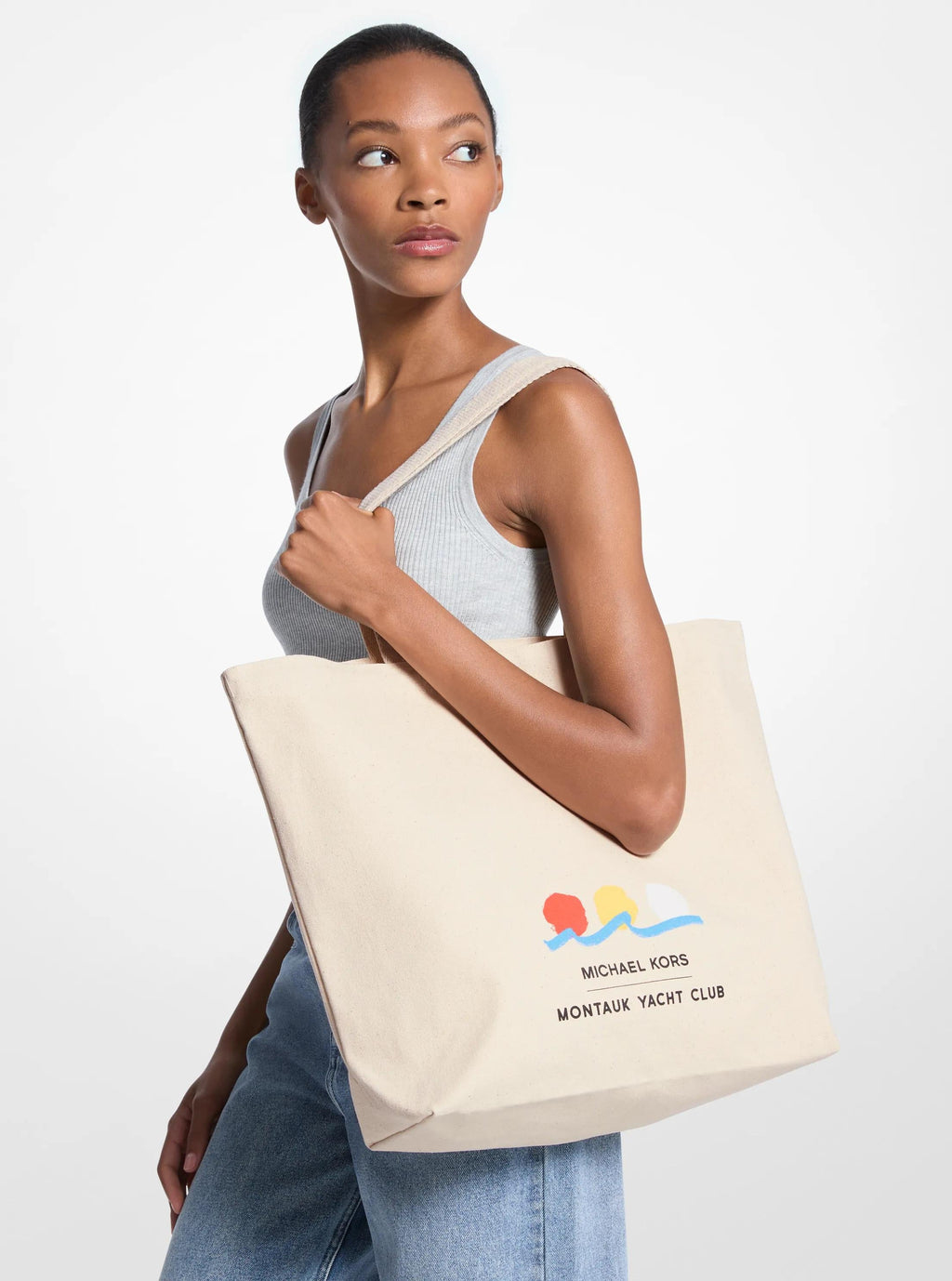 Michael Kors x Montauk Yacht Club Cotton Canvas Tote Bag Work Shoulder Bag