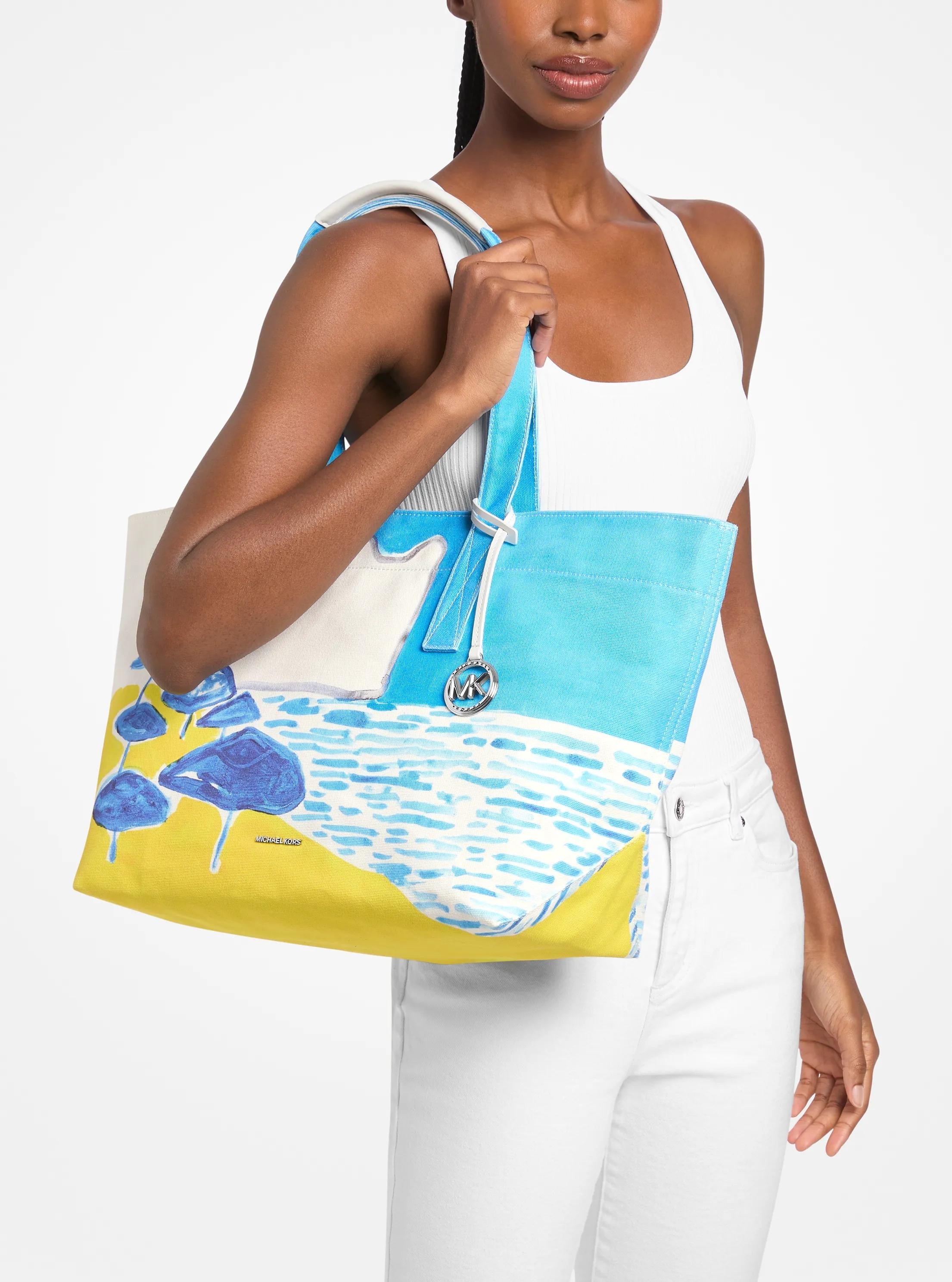 Michael Kors X Christina Zimpel Large Cotton Canvas Tote Bag Work Shoulder Bag