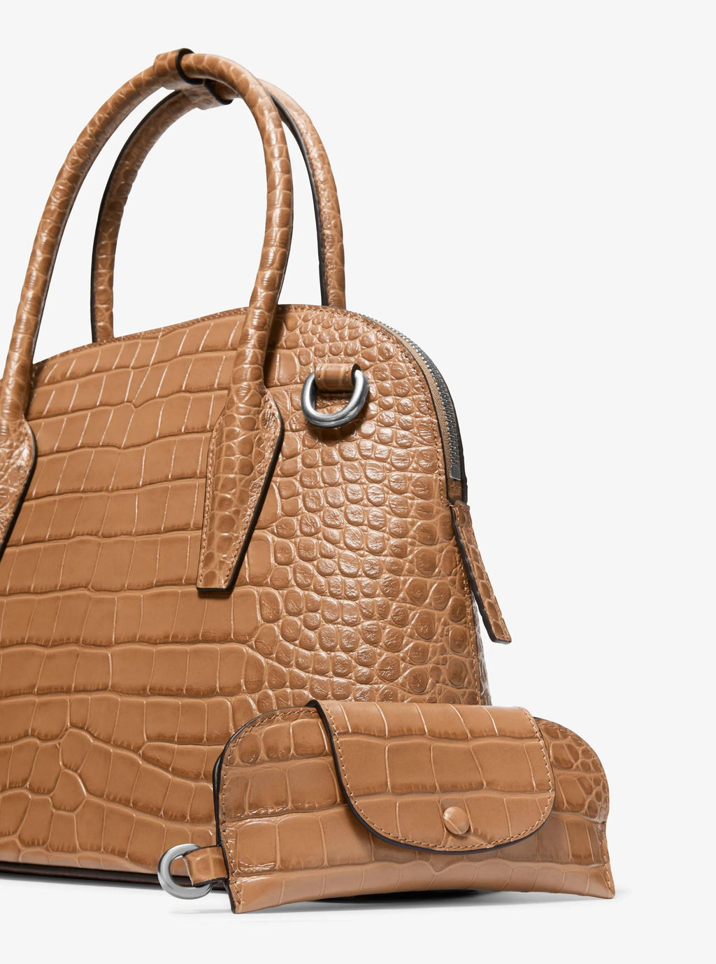 Michael Kors Kaitlin Medium Crocodile Embossed Leather Dome Satchel