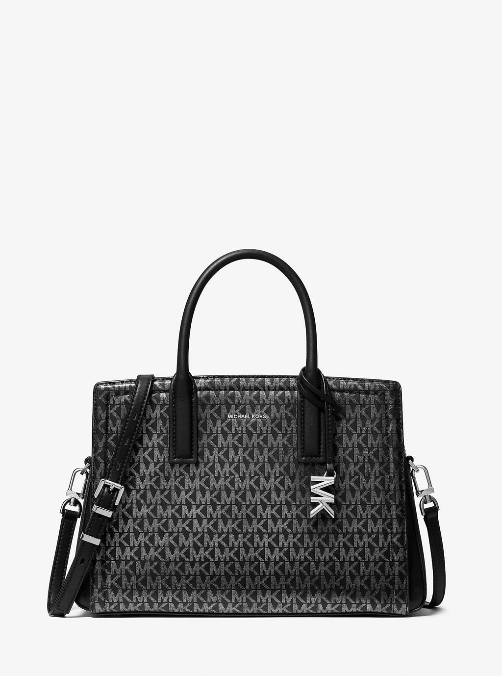 Michael Kors Laila Medium Metallic Signature Signature Logo Satchel