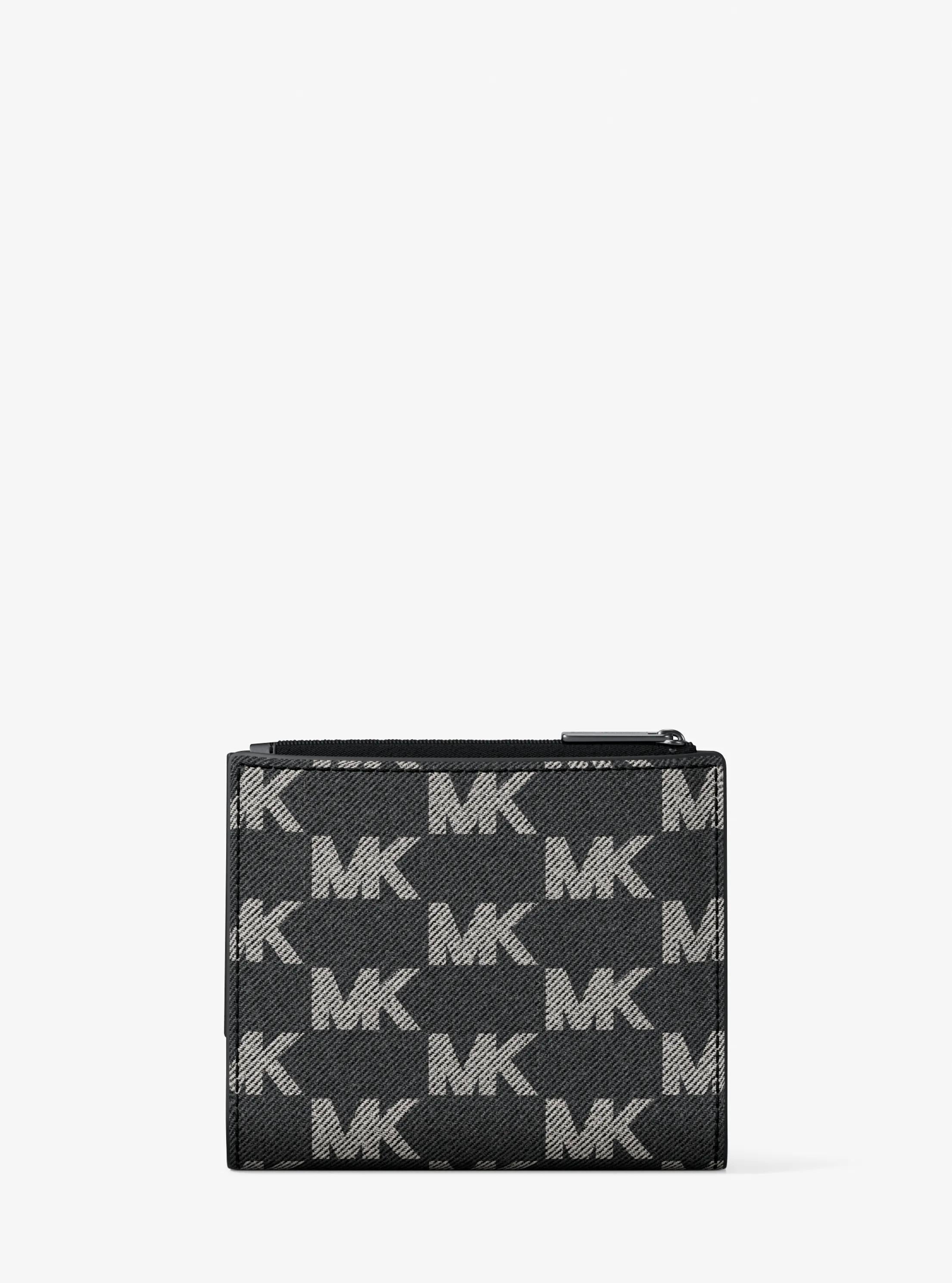 Michael Kors Cooper Medium Signature Logo Jacquard Denim Zip Wallet
