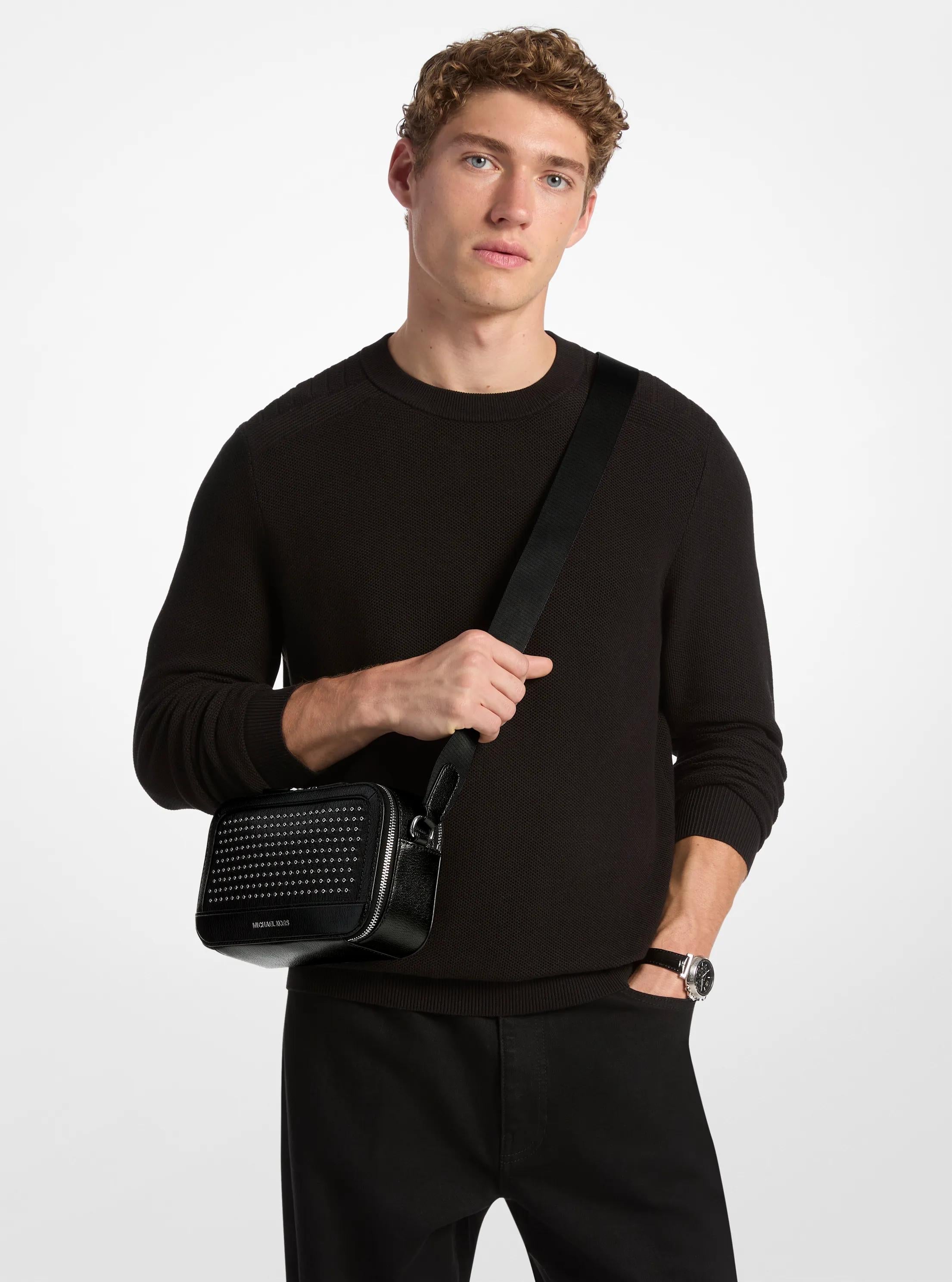Michael Kors Hudson Grommeted Leather Crossbody Bag Bag
