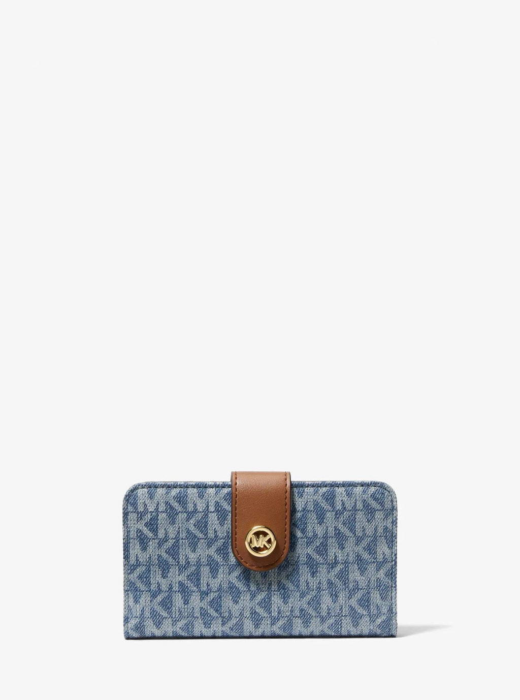 Michael Kors MK Pop Charm Medium Signature Signature Logo Print Denim Wallet