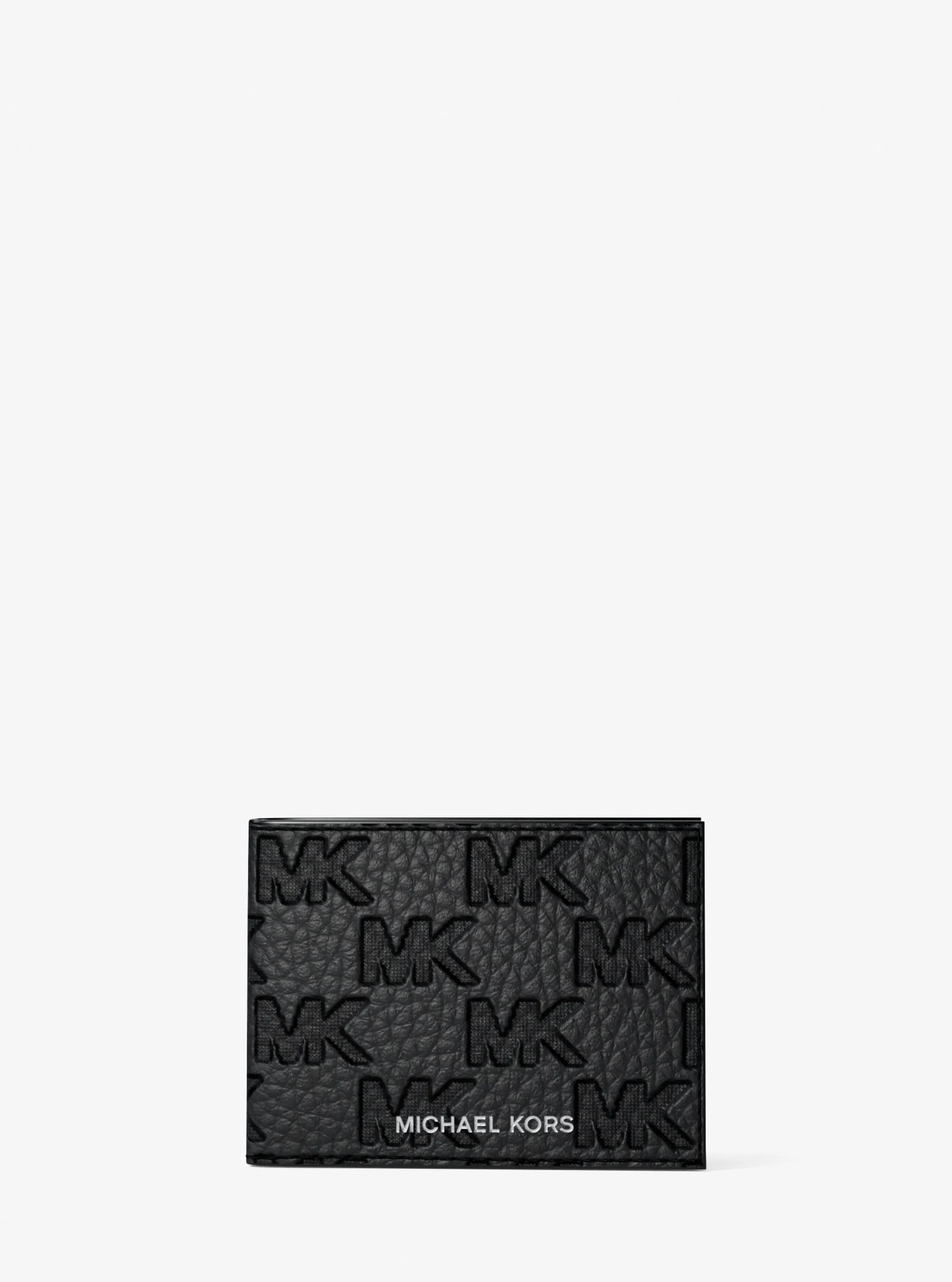 Michael Kors Hudson Signature Logo Embossed Leather Billfold Wallet and Passcase