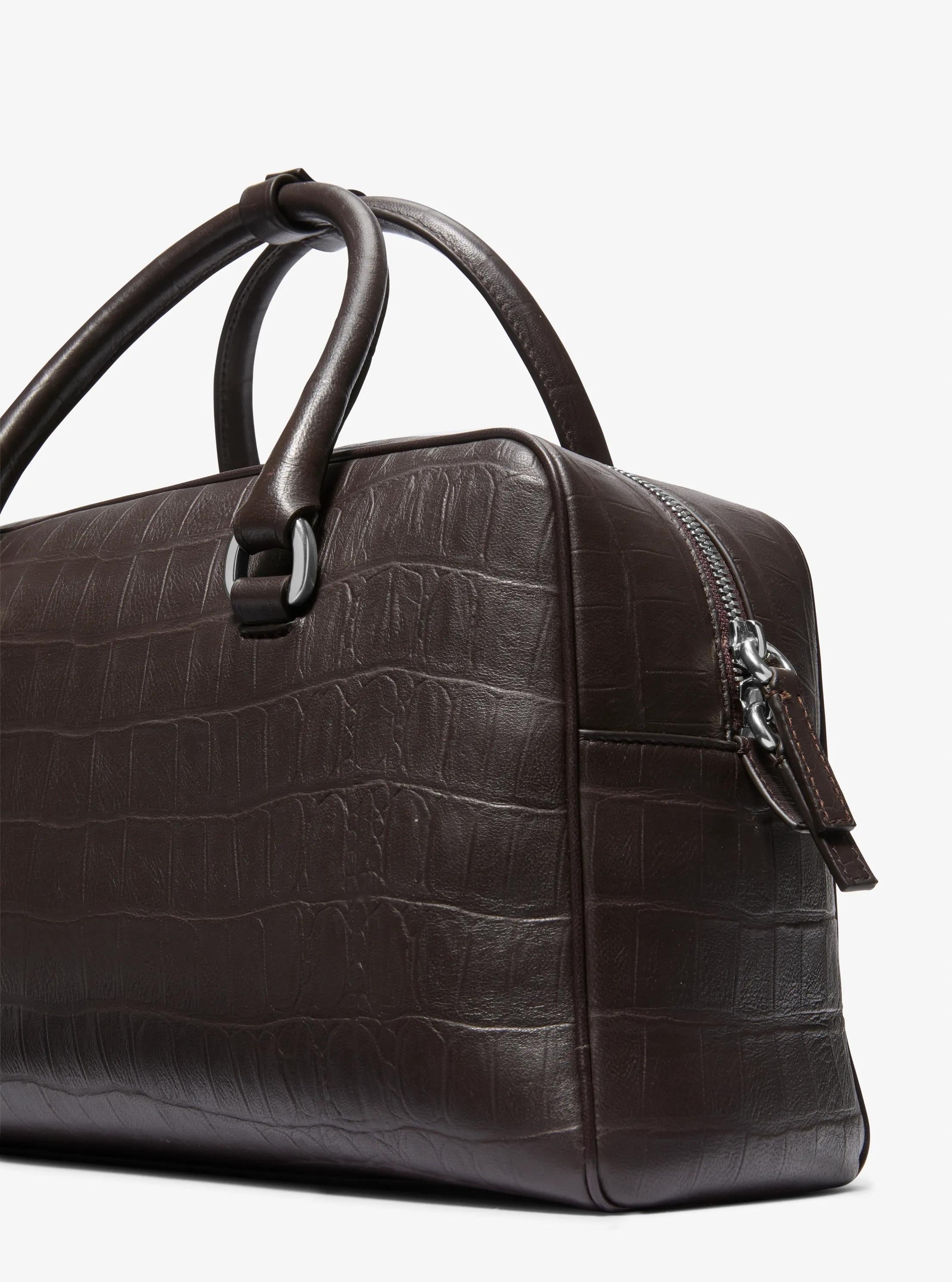 Michael Kors Kasia Medium Crocodile Embossed Leather Satchel