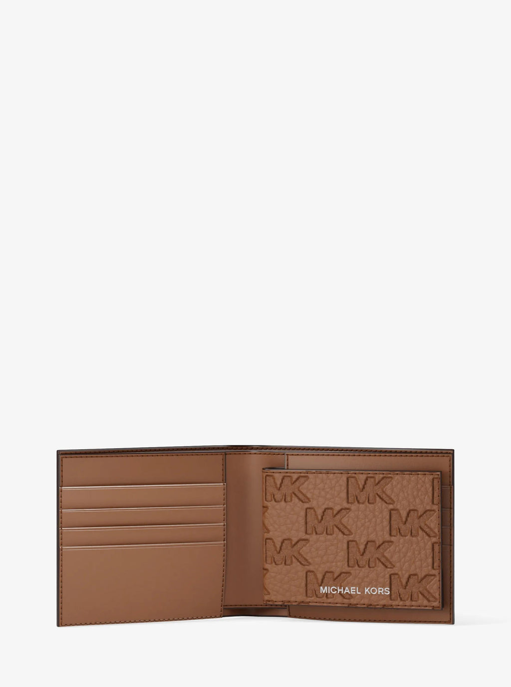 Michael Kors Hudson Signature Logo Embossed Leather Billfold Wallet and Passcase