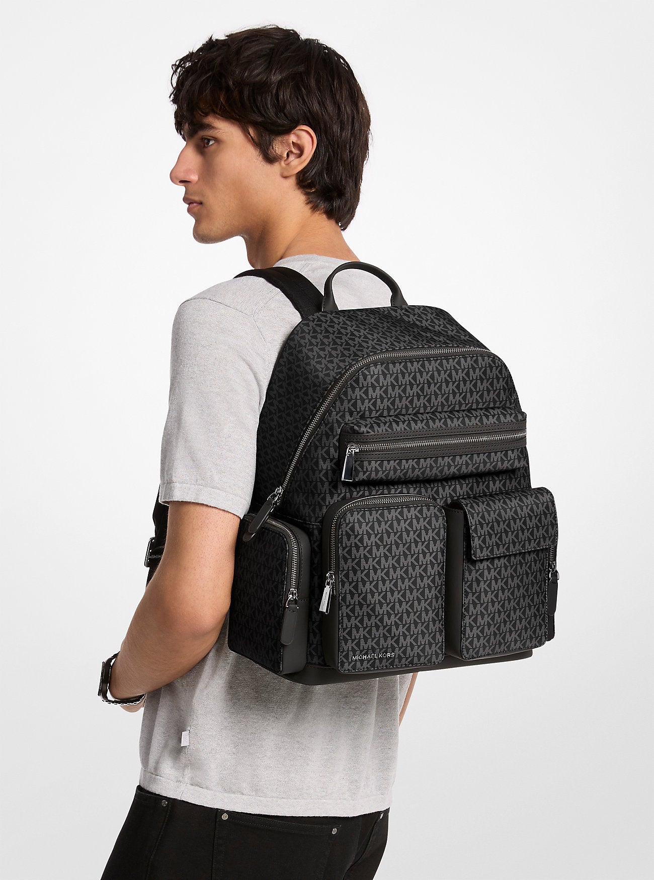 Michael Kors Brooklyn Medium Printed Signature Signature Logo Cargo Backpack Travel School Bag