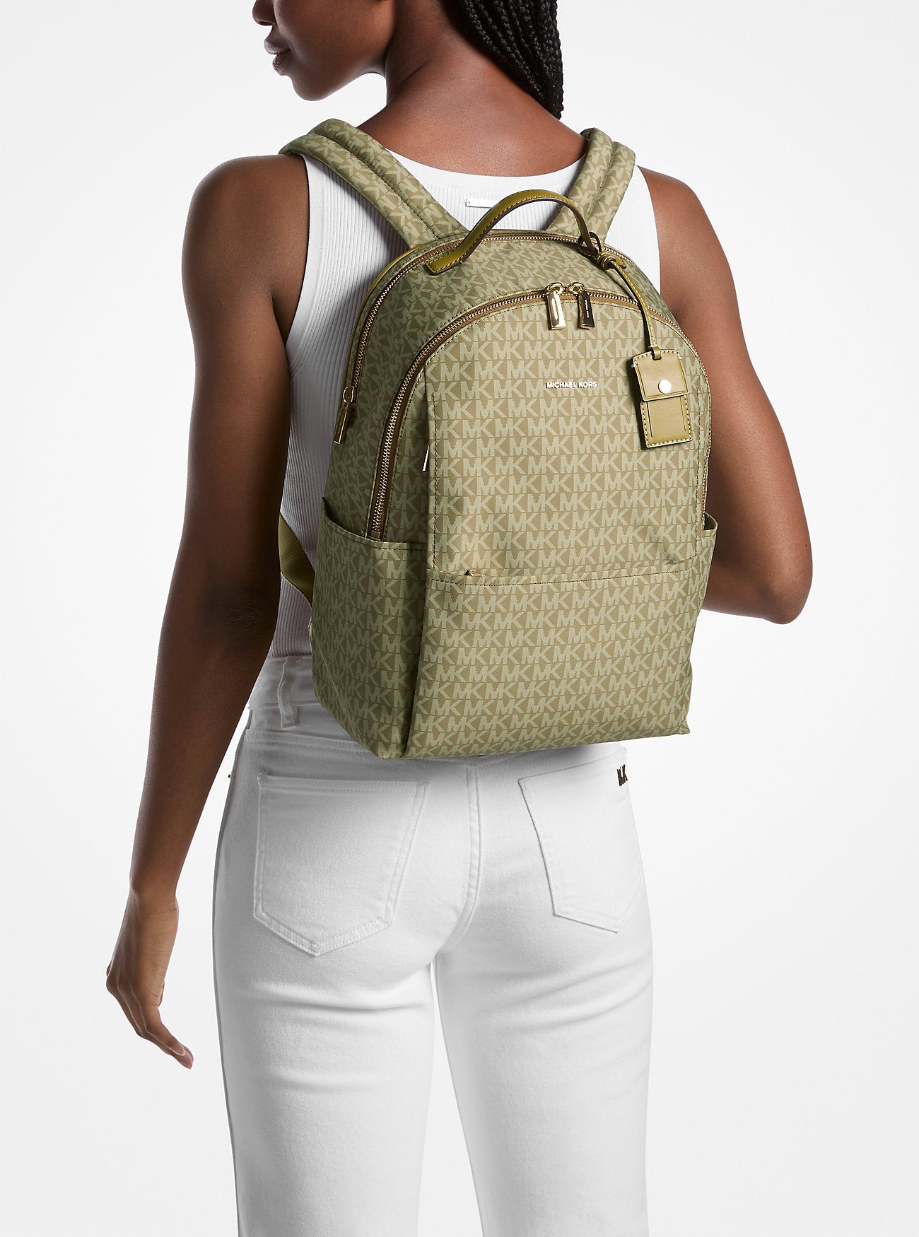 Michael Kors Sable Large Printed Signature Signature Logo Backpack Travel School Bag
