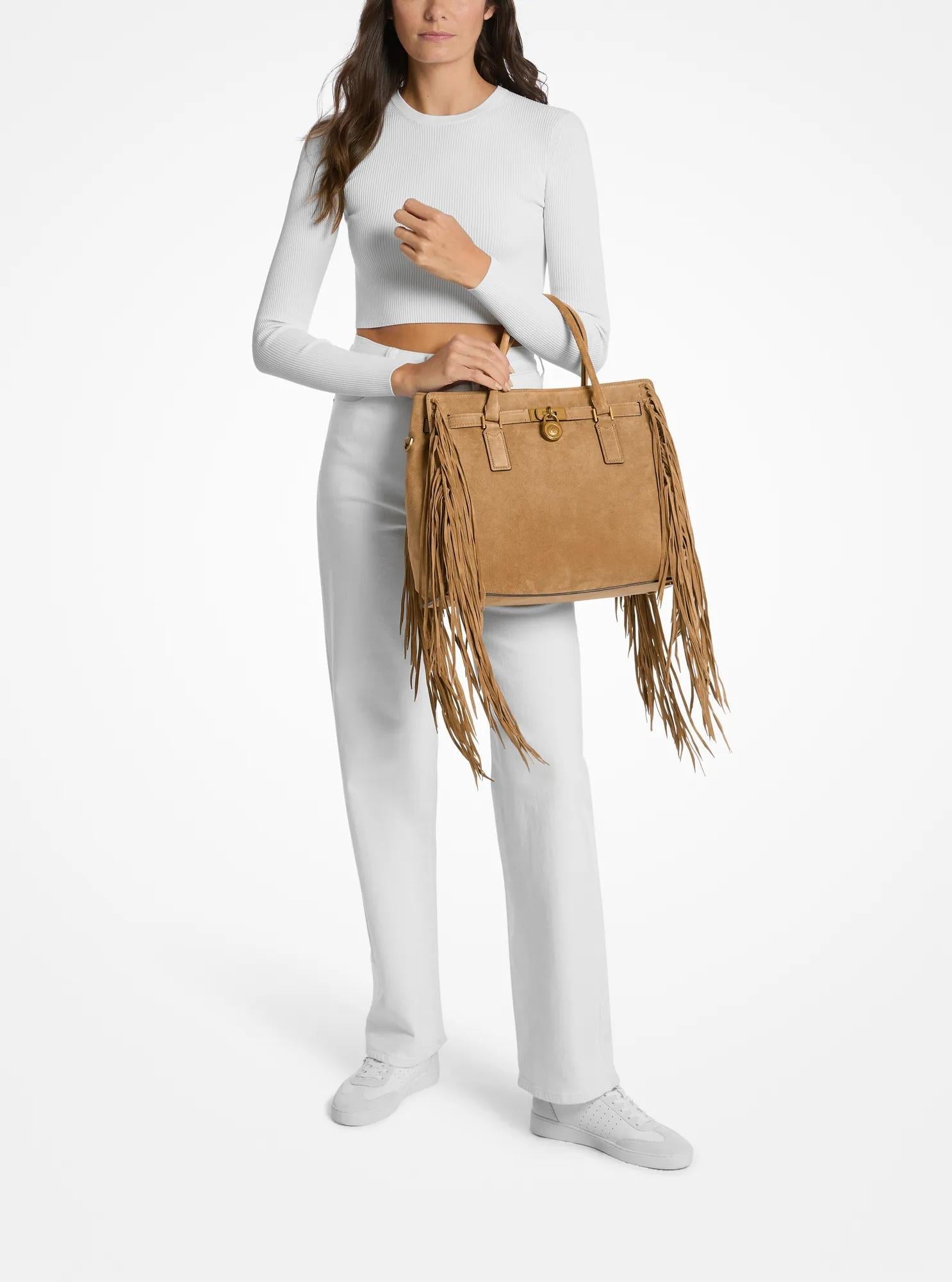 Michael Kors Hamilton Moderne Large Fringed Suede Satchel