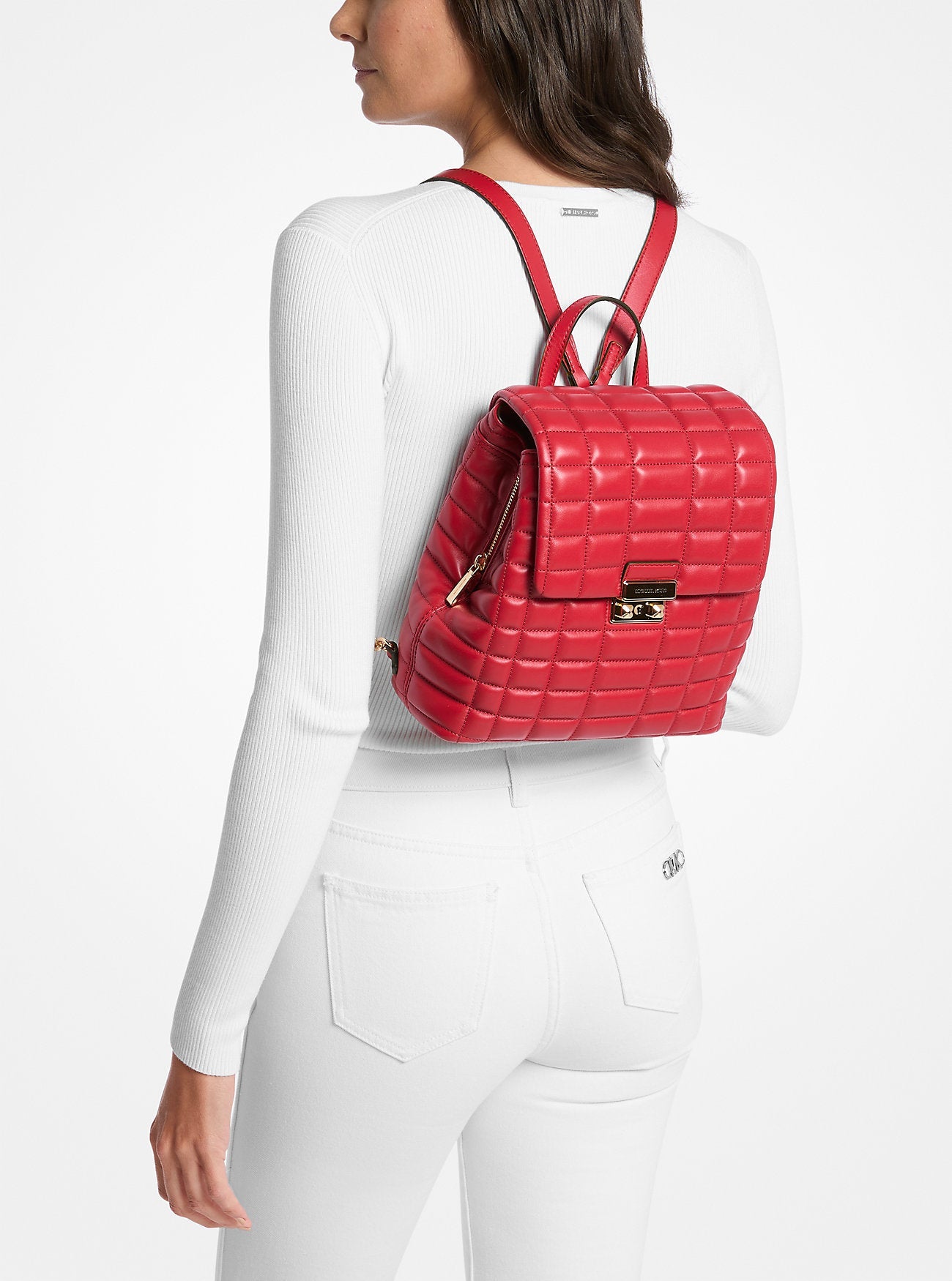 Michael Kors Tribeca Small Quilted Leather Backpack Travel School Bag