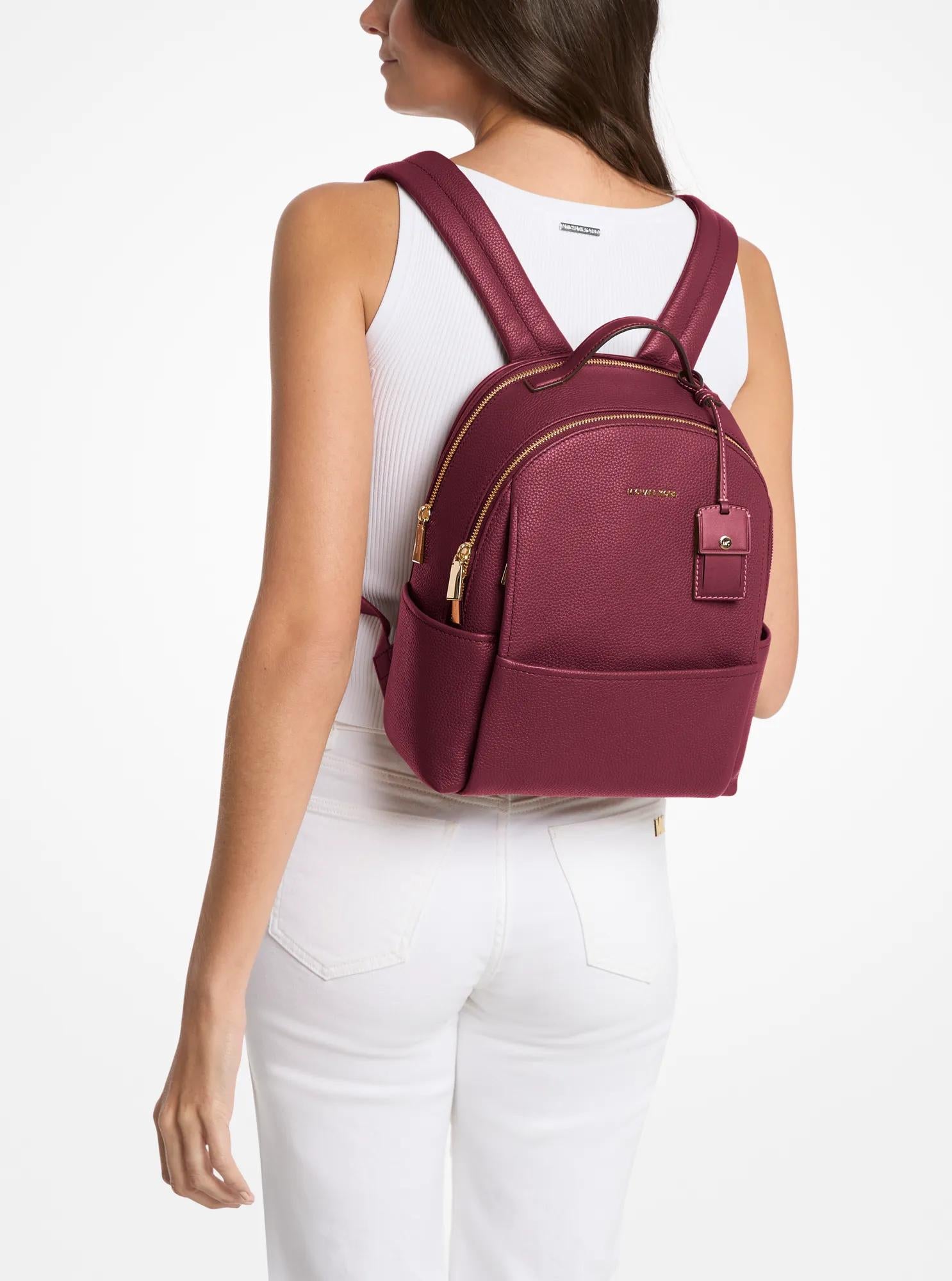 Michael Kors Sable Medium Pebbled Leather Backpack Travel School Bag