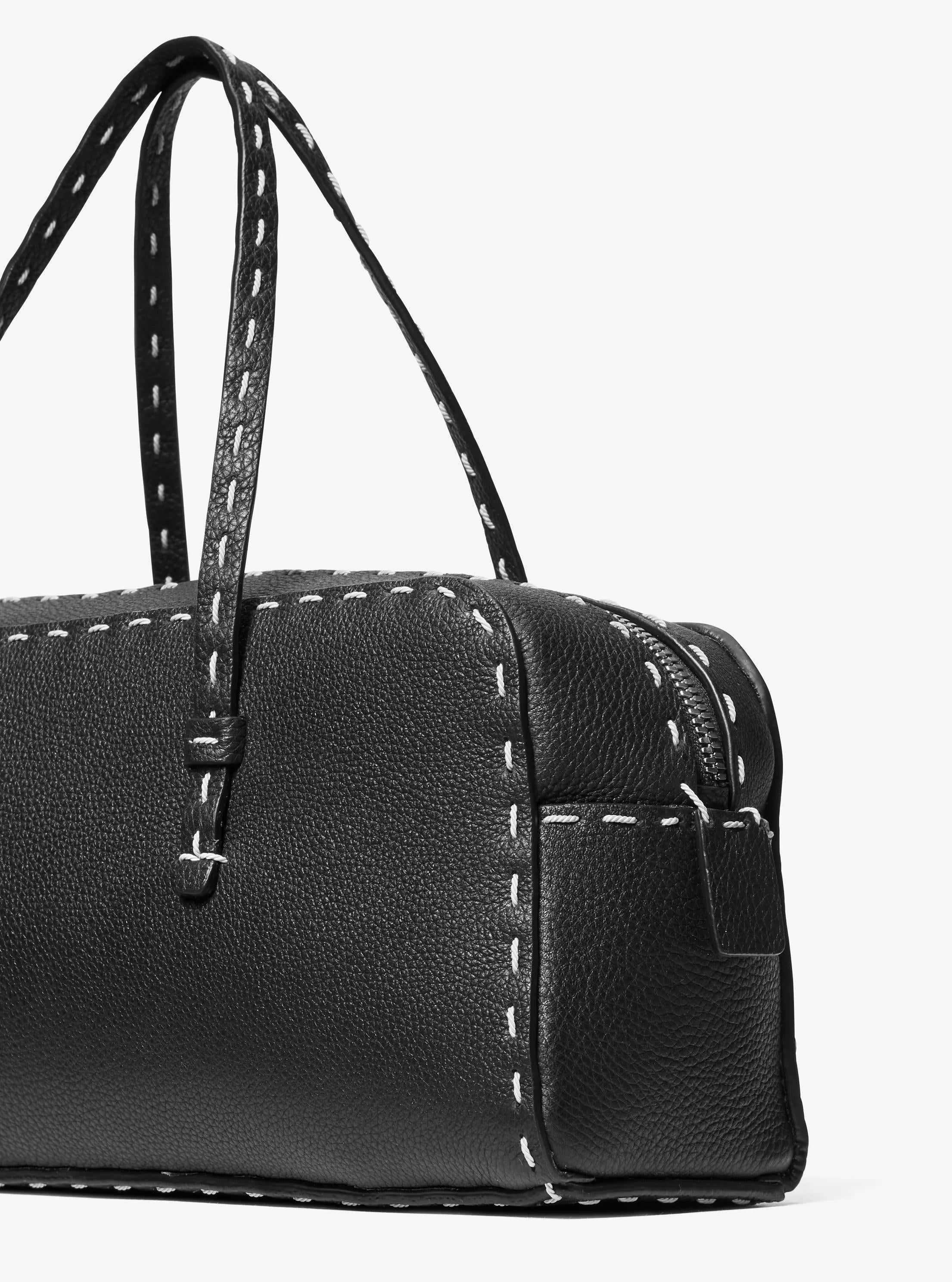 Michael Kors Roberta Hand-Stitched Pebbled Leather Satchel