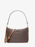Michael Kors Jet Set Medium Signature Signature Logo Print Woven Convertible Pochette