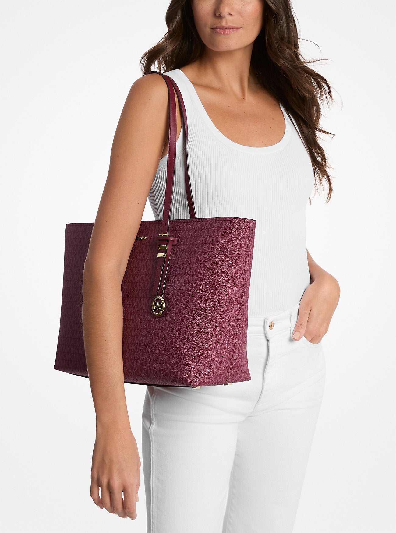 Michael Kors Quinn Large Signature Signature Logo and Leather Tote Bag Work Shoulder Bag