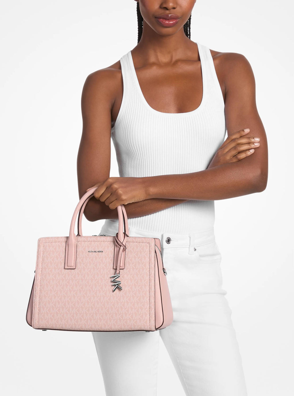 Michael Kors Laila Medium Signature Signature Logo Satchel