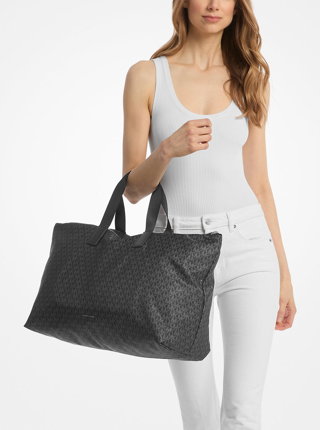 Michael Kors Tanner Large Printed Signature Signature Logo Reversible Packable Tote Bag Work Shoulder Bag