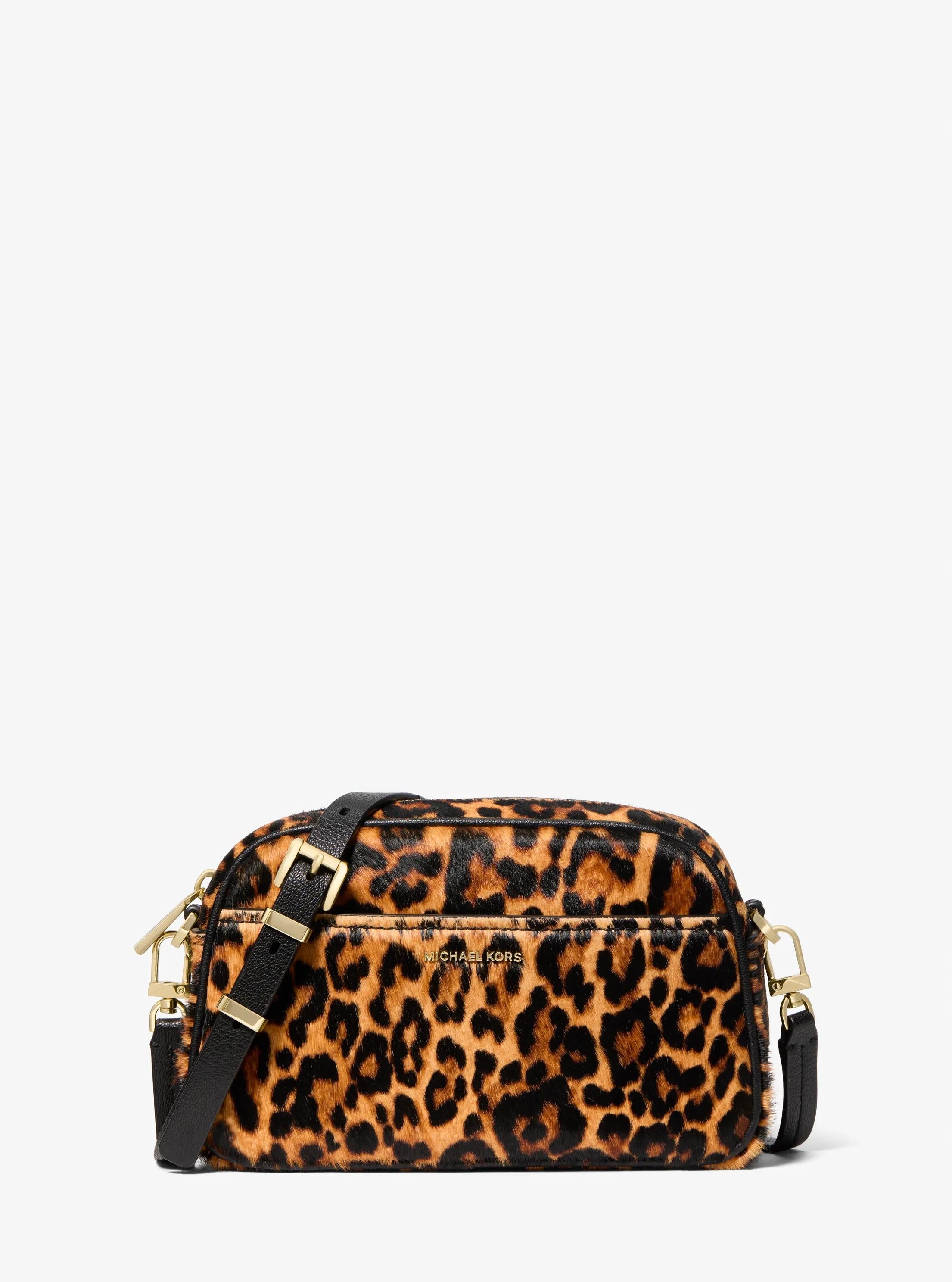 Michael Kors Jet Set Small Leopard Print Calf Hair Camera Crossbody Bag Bag