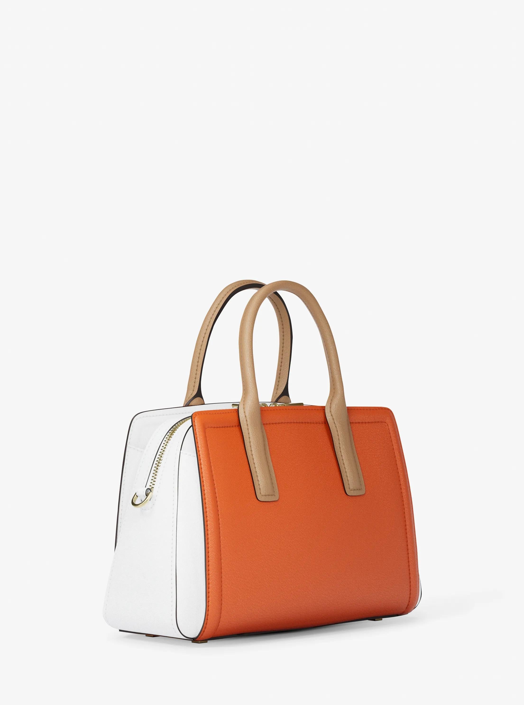 Michael Kors Laila Medium Color-Block Pebbled Leather Satchel