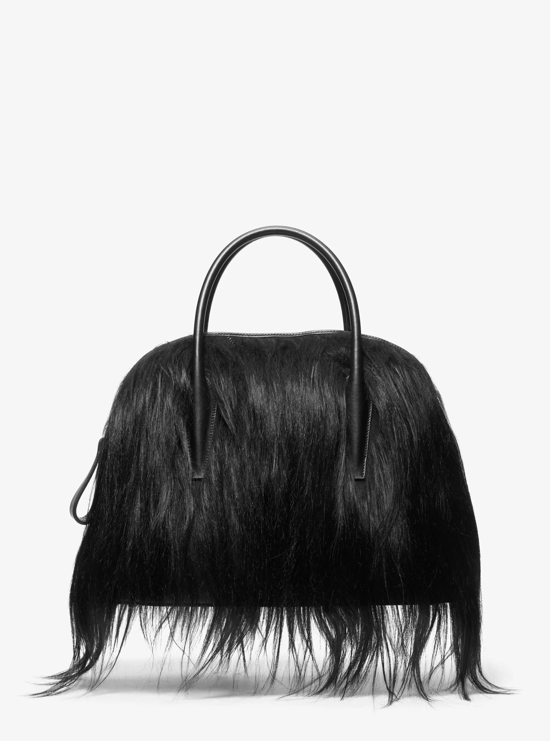 Michael Kors Kaitlin Large Long Haired Shearling Dome Satchel