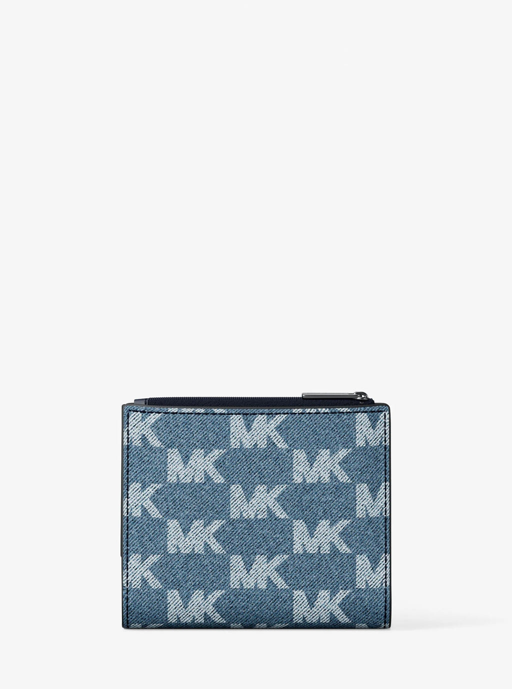 Michael Kors Cooper Medium Signature Logo Jacquard Denim Zip Wallet