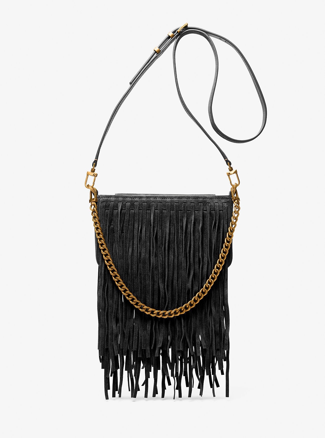 Michael Kors Bryant Small Fringed Suede Convertible Pochette