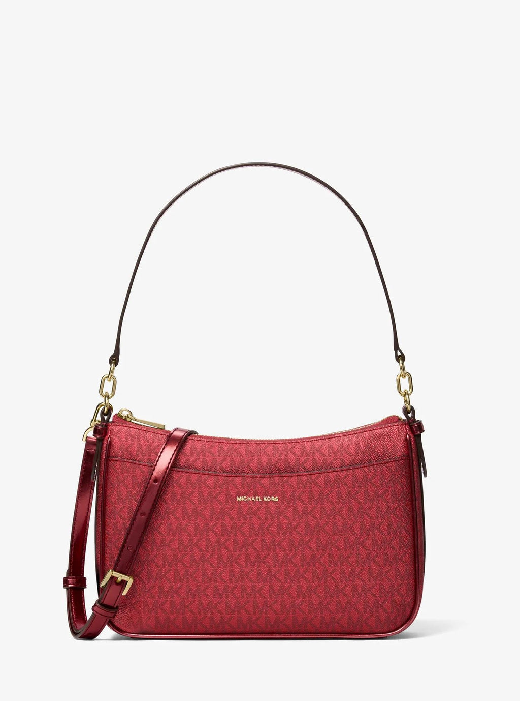 Michael Kors Jet Set Medium Metallic Signature Signature Logo Convertible Crossbody Bag Bag