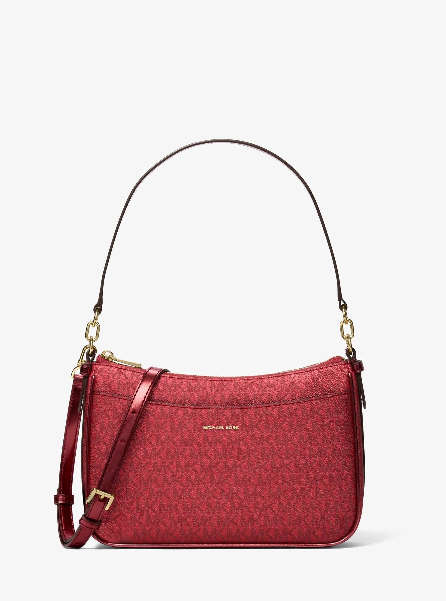 Michael Kors Jet Set Medium Metallic Signature Signature Logo Convertible Crossbody Bag Bag