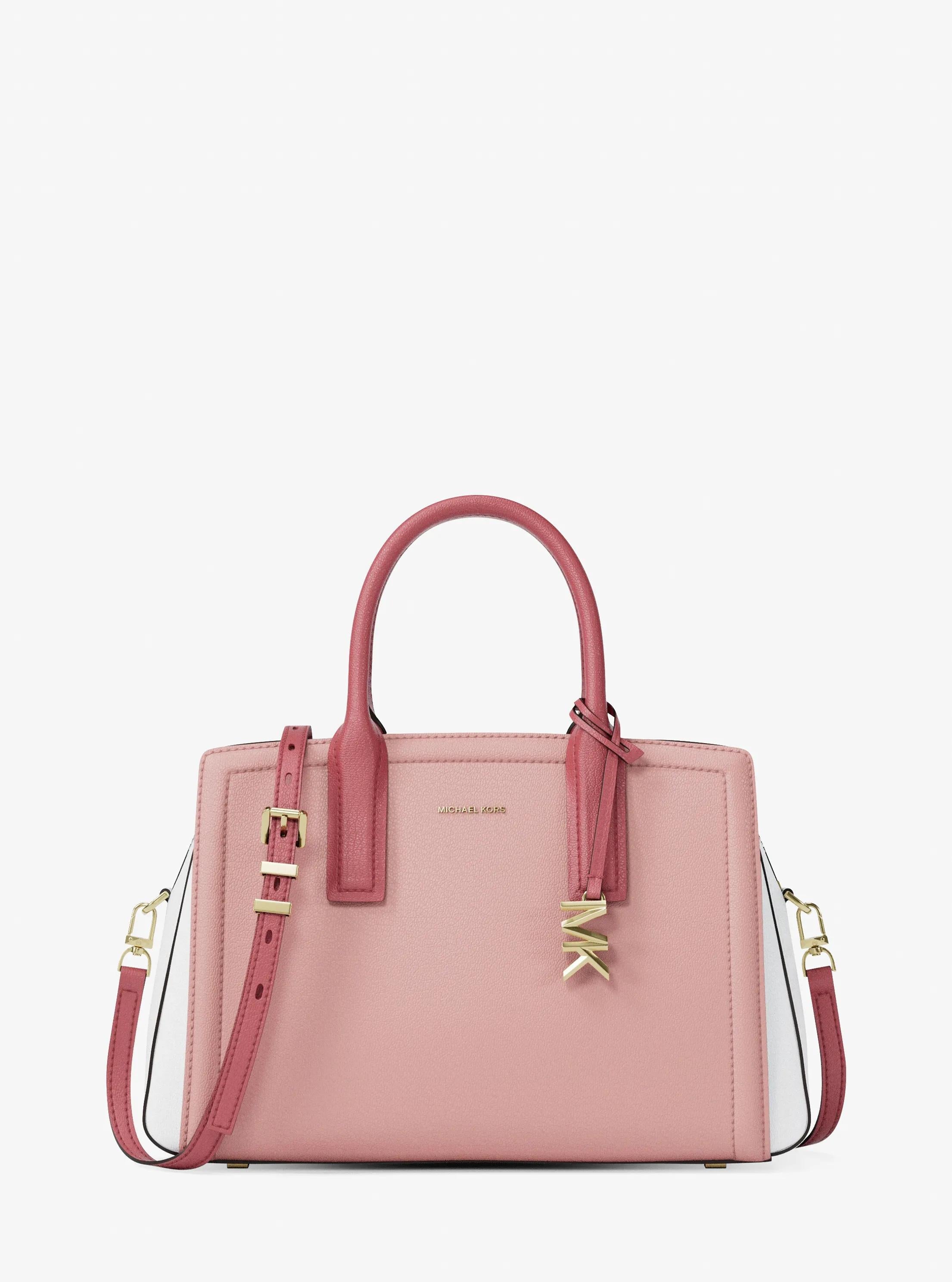 Michael Kors Laila Medium Color-Block Pebbled Leather Satchel
