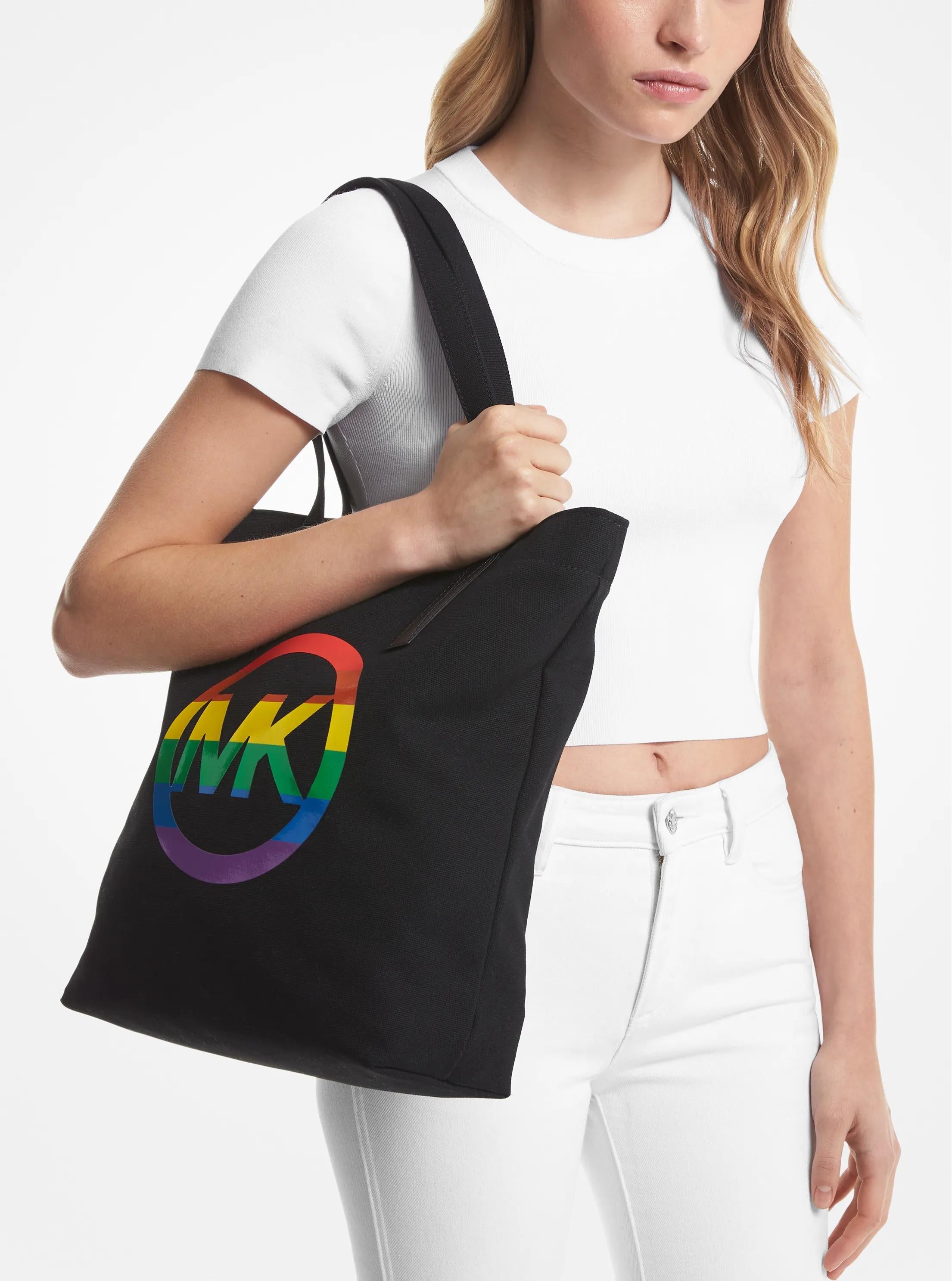 Michael Kors PRIDE Rainbow Signature Logo Cotton Tote Bag Work Shoulder Bag