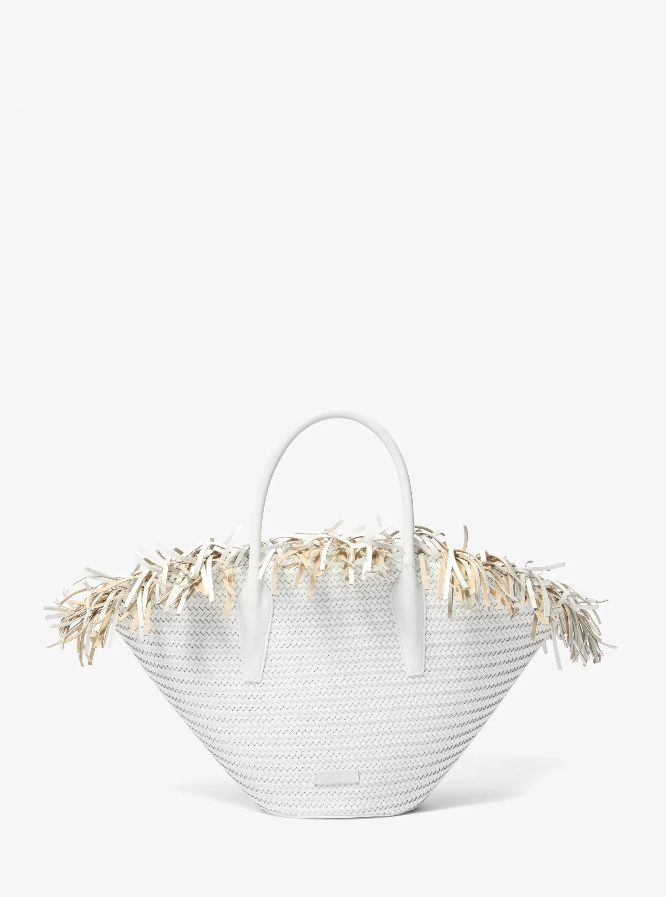 Michael Kors Sardinia Large Hand-Woven Leather Basket Tote Bag Work Shoulder Bag