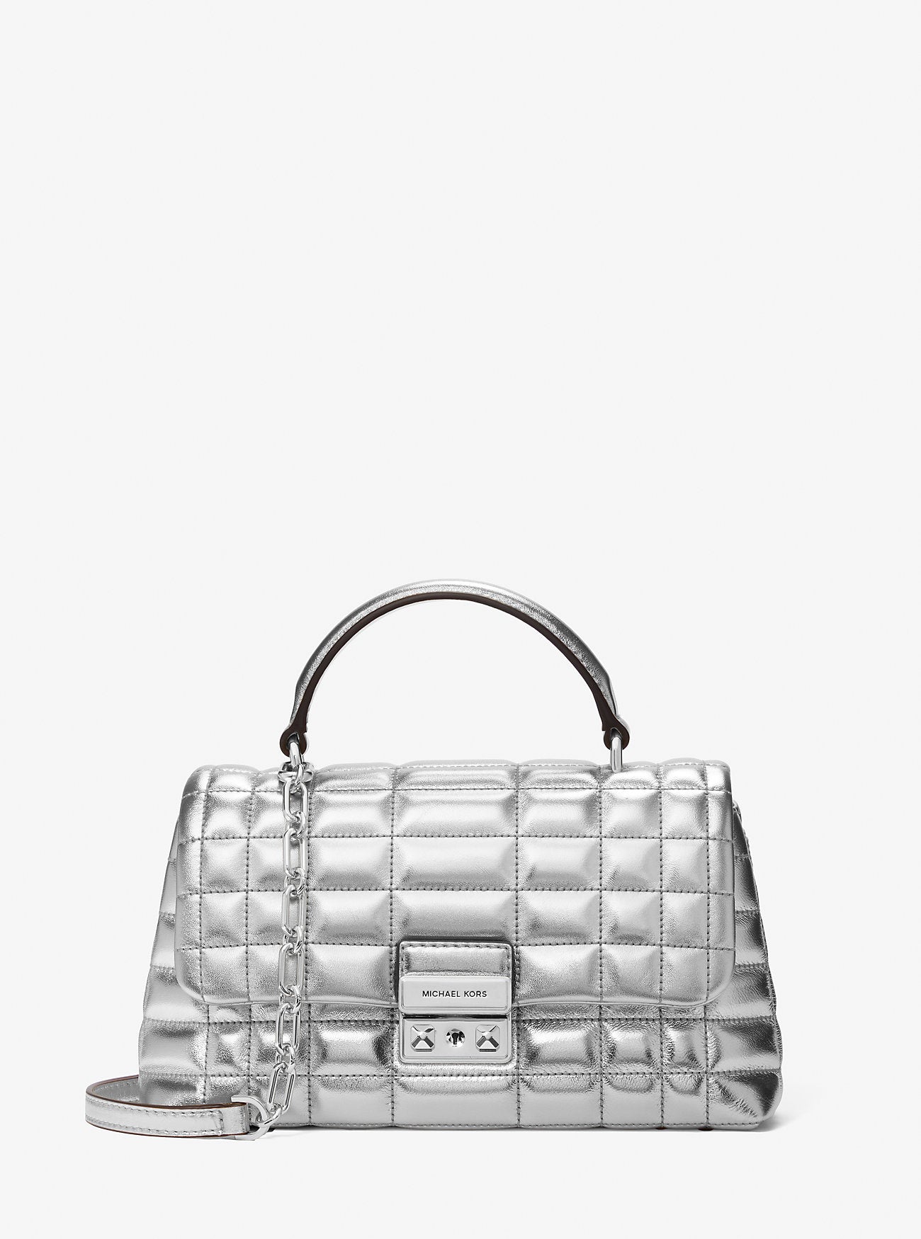 Michael Kors Tribeca Medium Quilted Metallic Leather Satchel