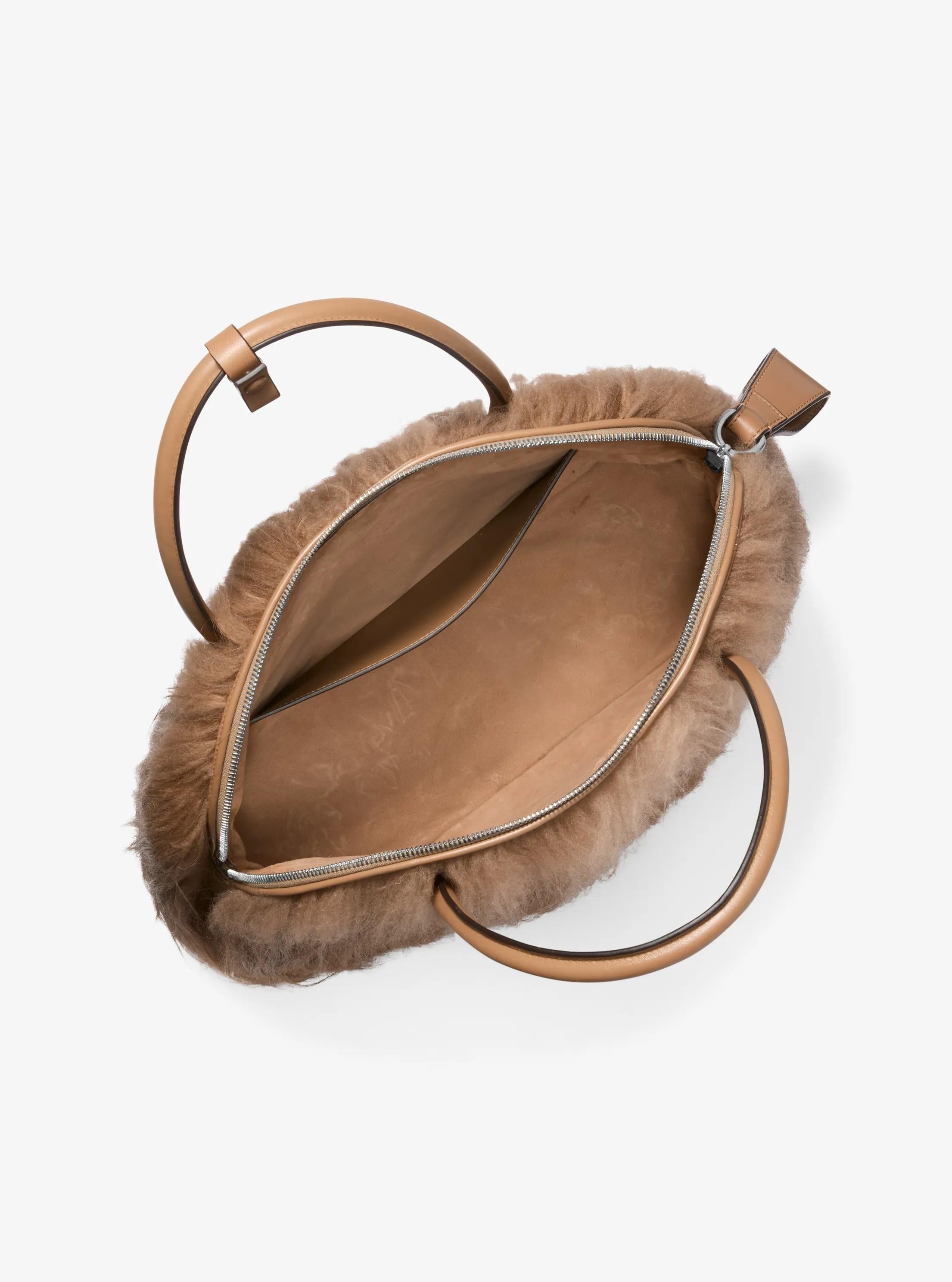Michael Kors Kaitlin Large Long Haired Shearling Dome Satchel
