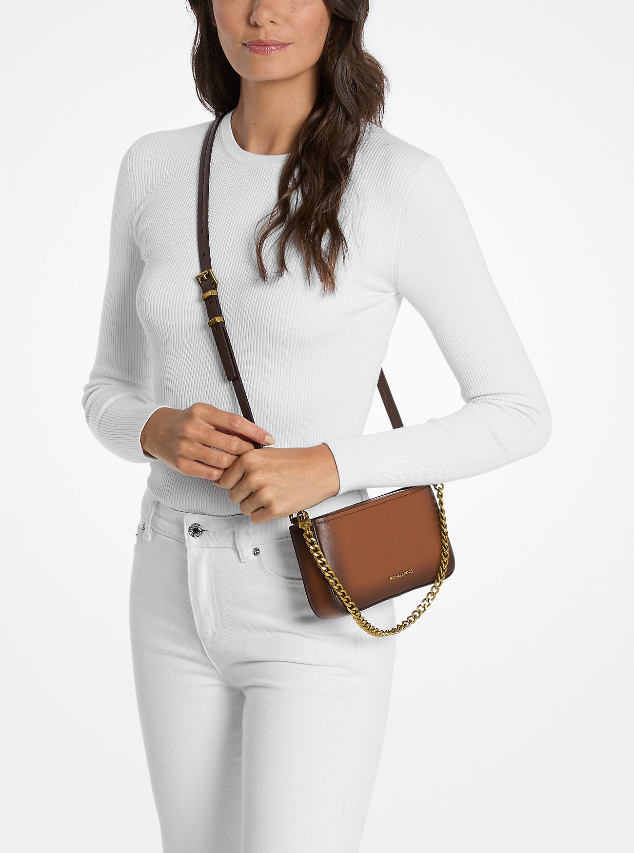 Michael Kors Bryant Small Burnished Leather Convertible Pochette