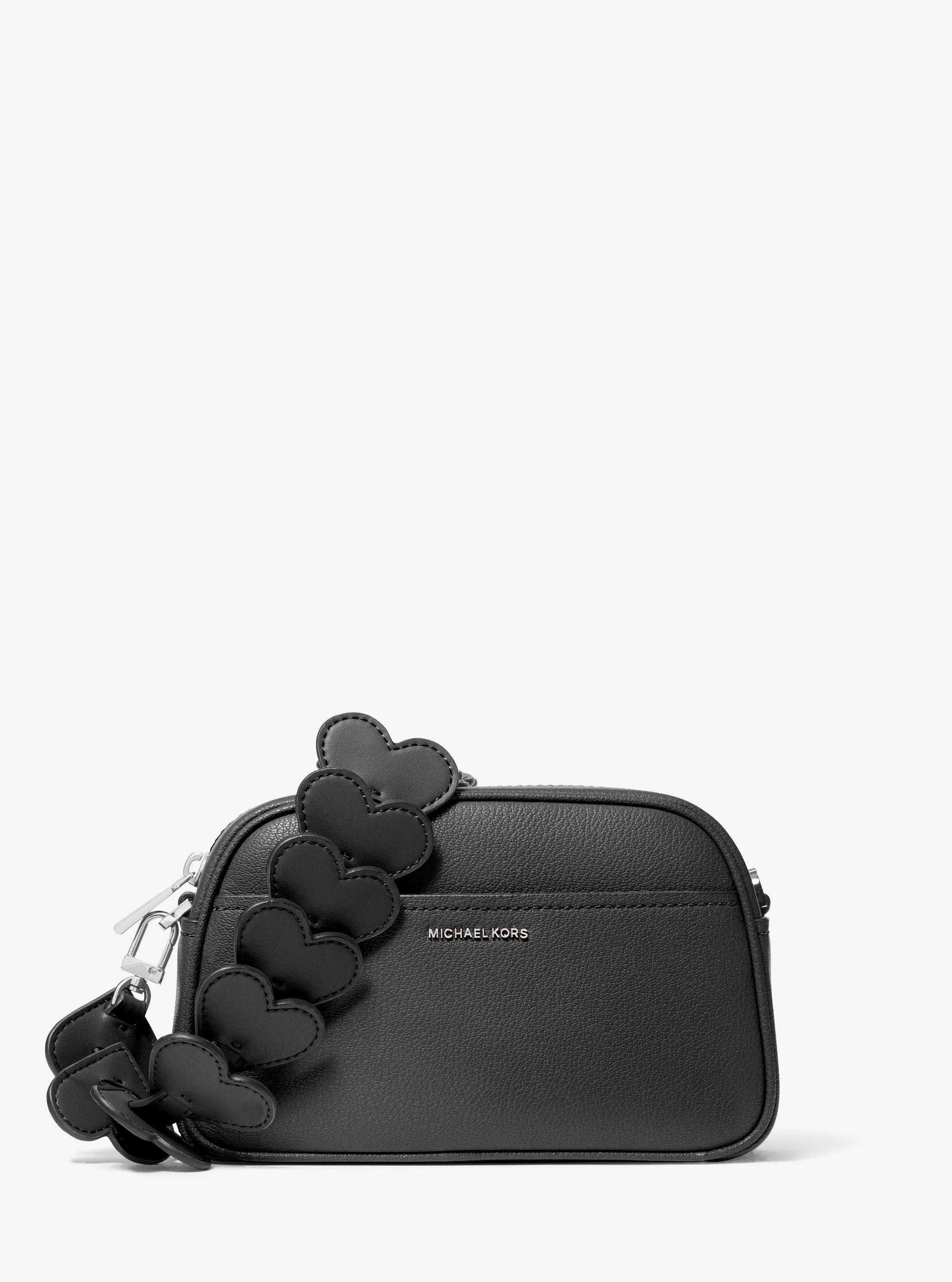 Michael Kors Jet Set Small Leather and Heart Embellished Strap Camera Crossbody Bag Bag